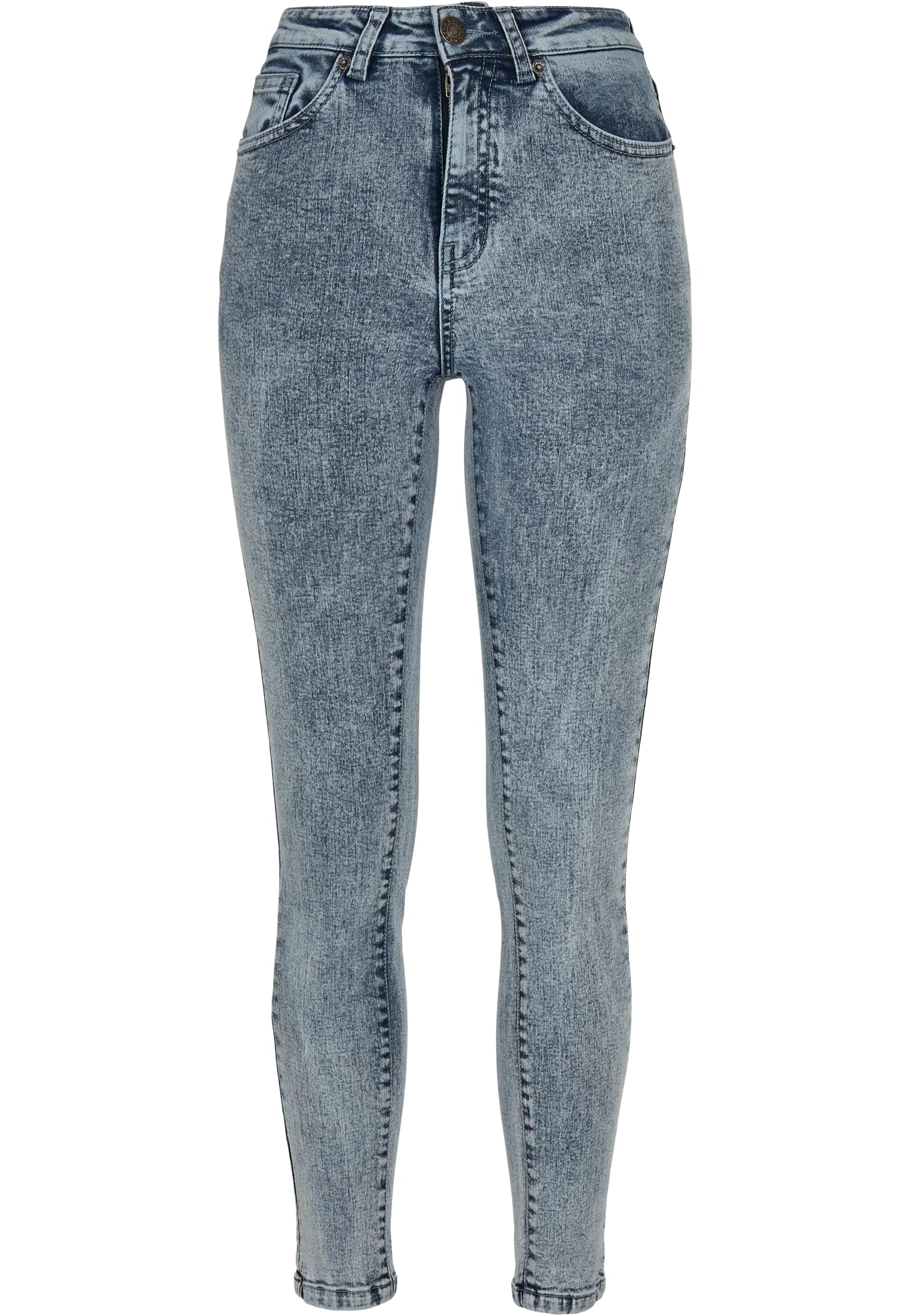 Ladies High Waist Skinny Jeans | light skyblue acid washed