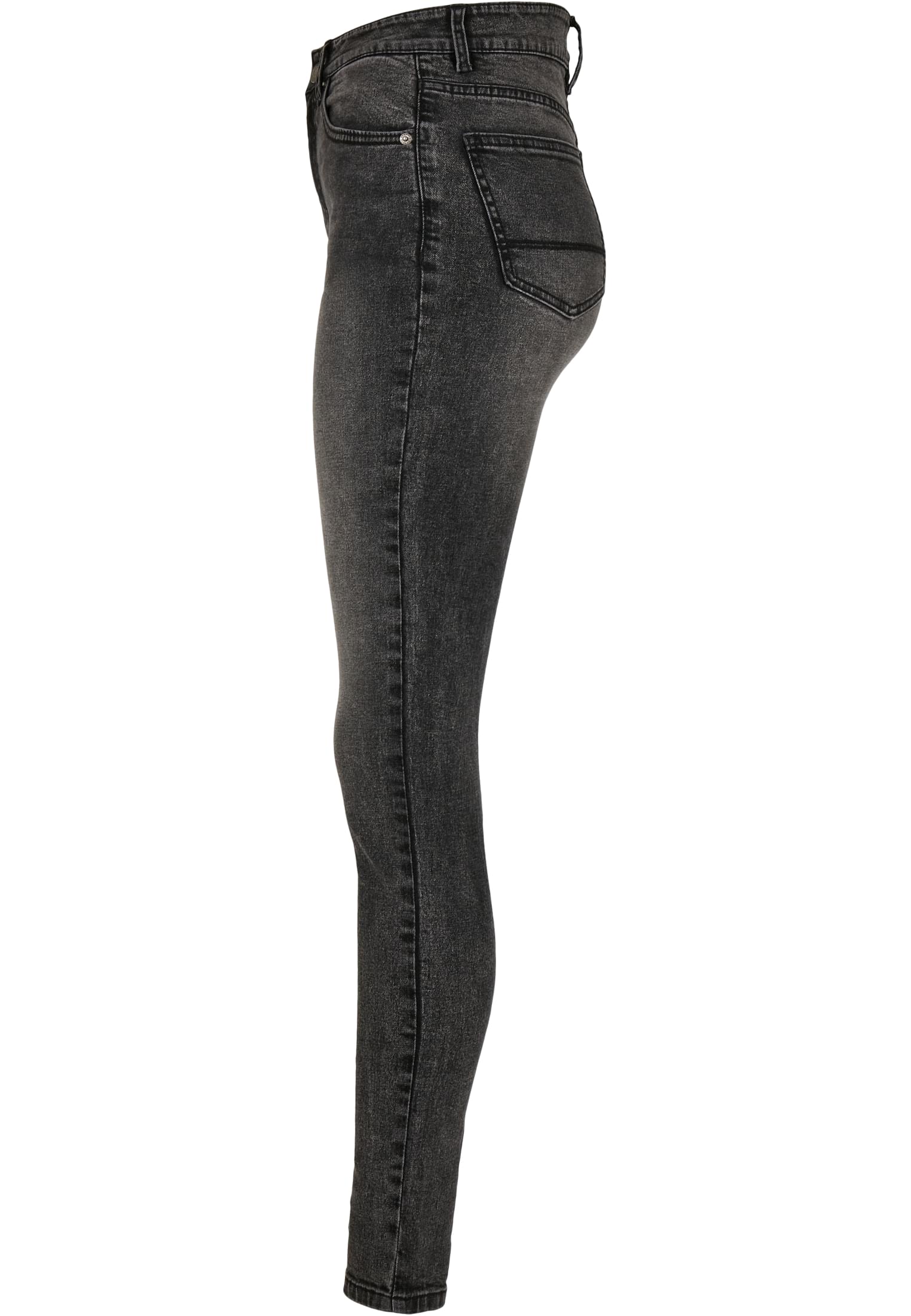 Ladies High Waist Skinny Jeans | black stone washed