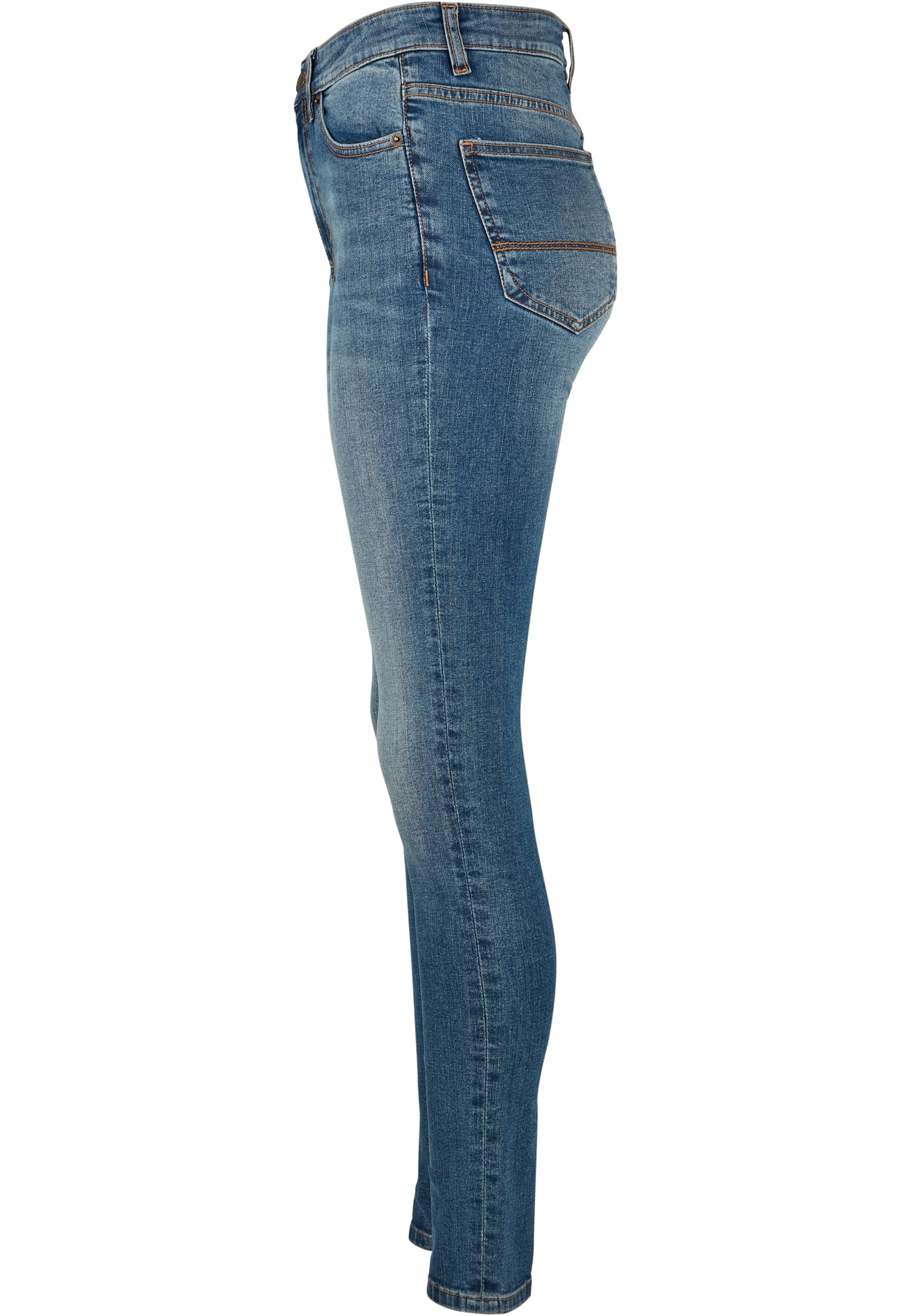 Ladies High Waist Skinny Jeans | tinted midblue washed