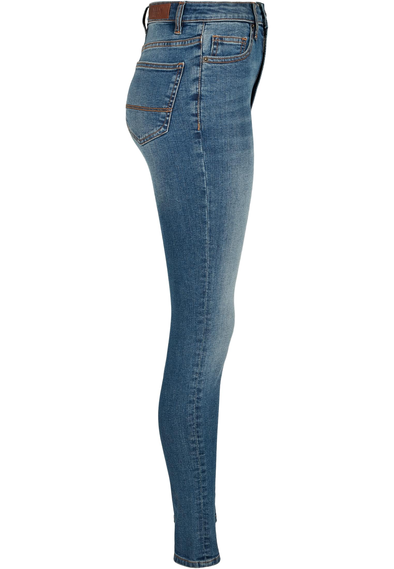 Ladies High Waist Skinny Jeans | tinted midblue washed