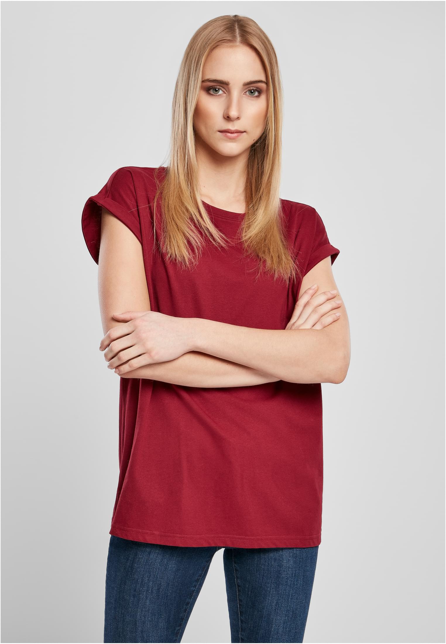 Ladies Organic Extended Shoulder Tee | burgundy