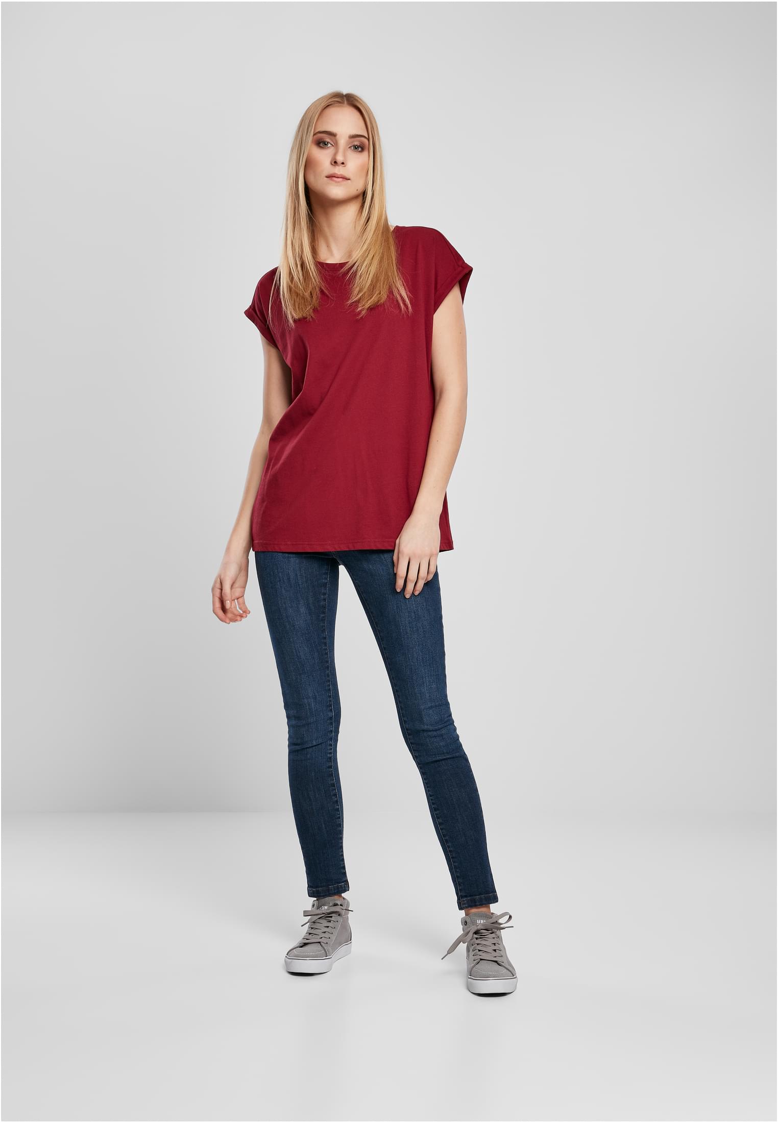 Ladies Organic Extended Shoulder Tee | burgundy