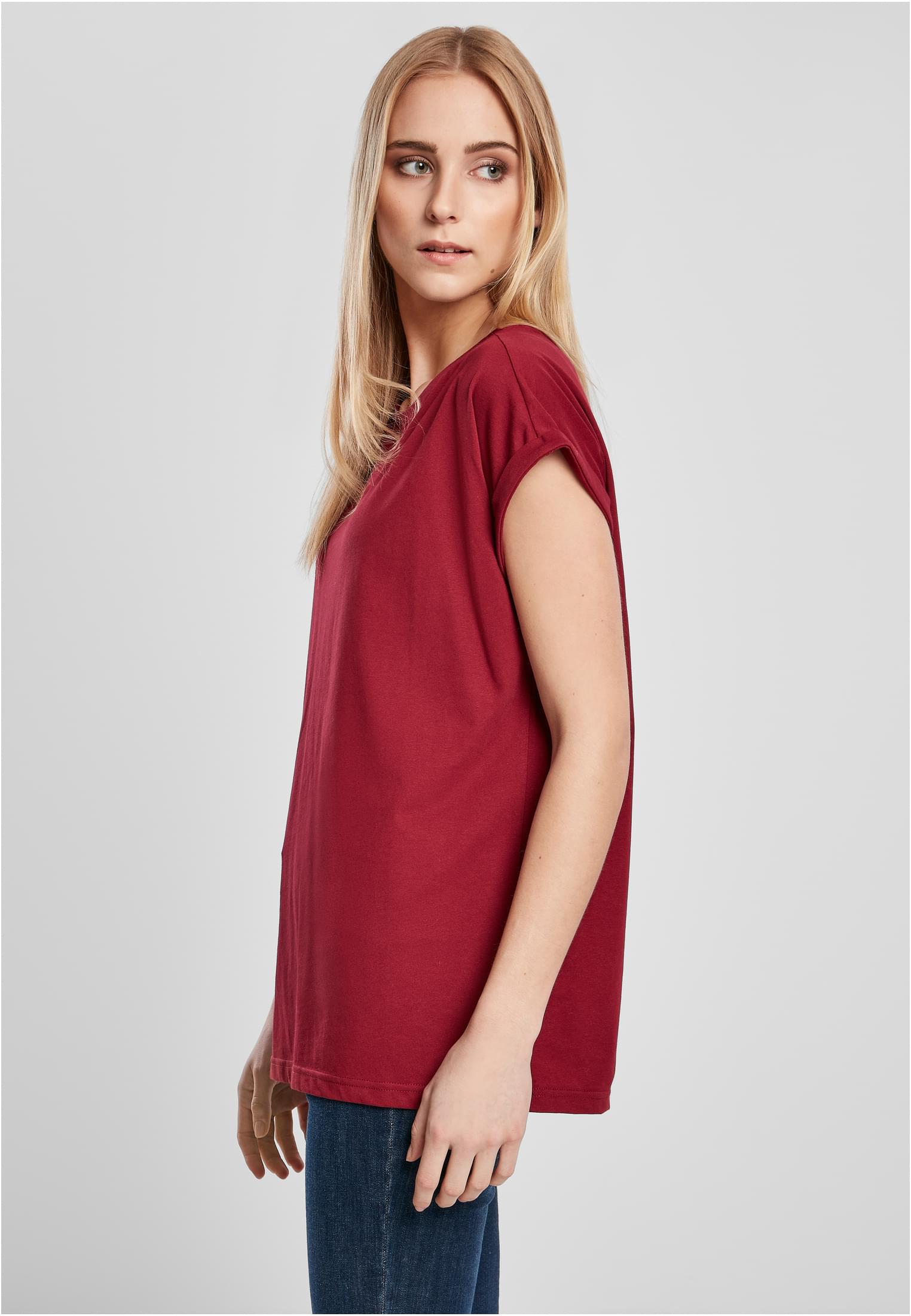 Ladies Organic Extended Shoulder Tee | burgundy