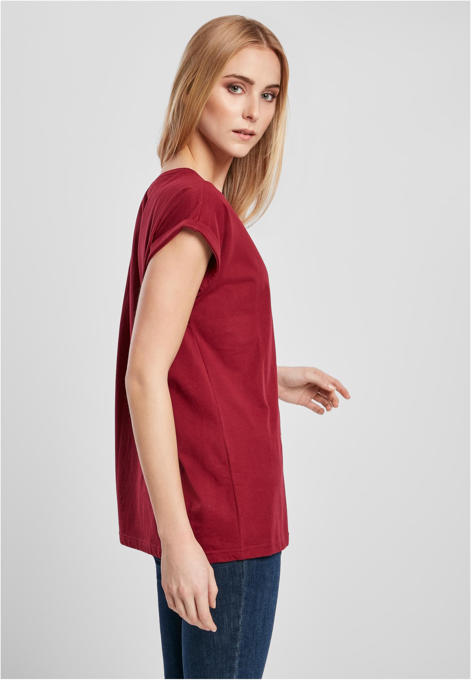 Ladies Organic Extended Shoulder Tee | burgundy