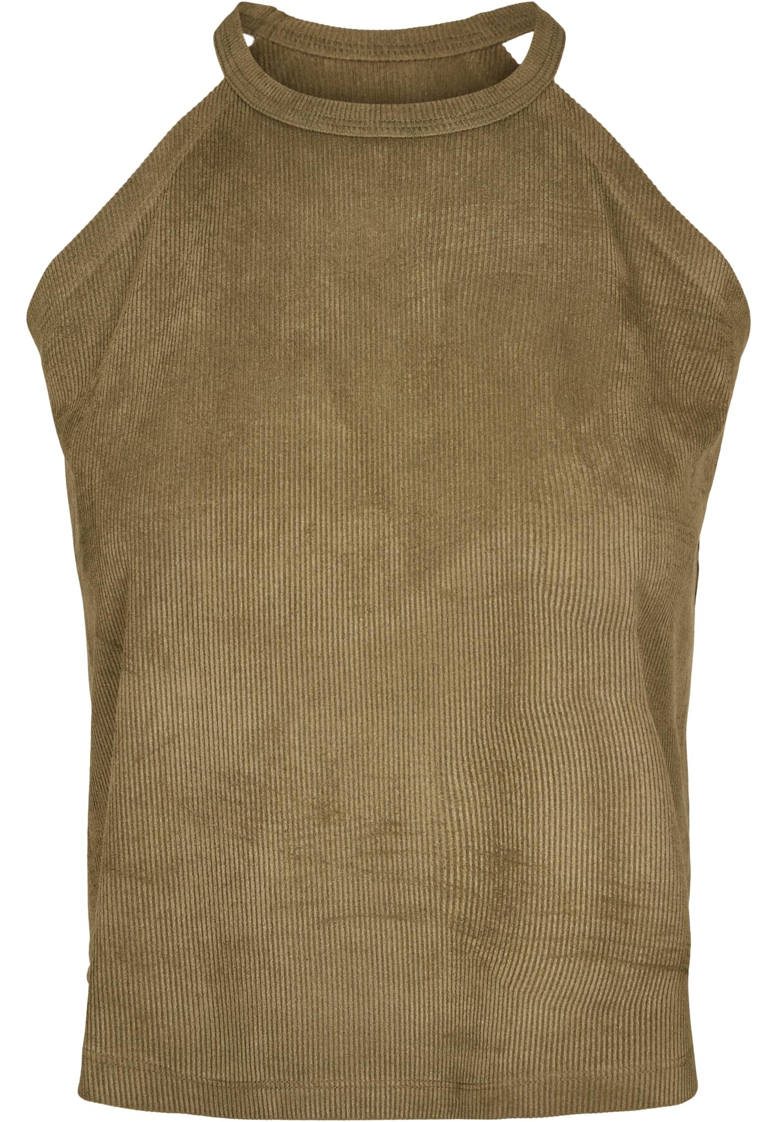 Ladies Peached Rib Neckholder Tank | olive