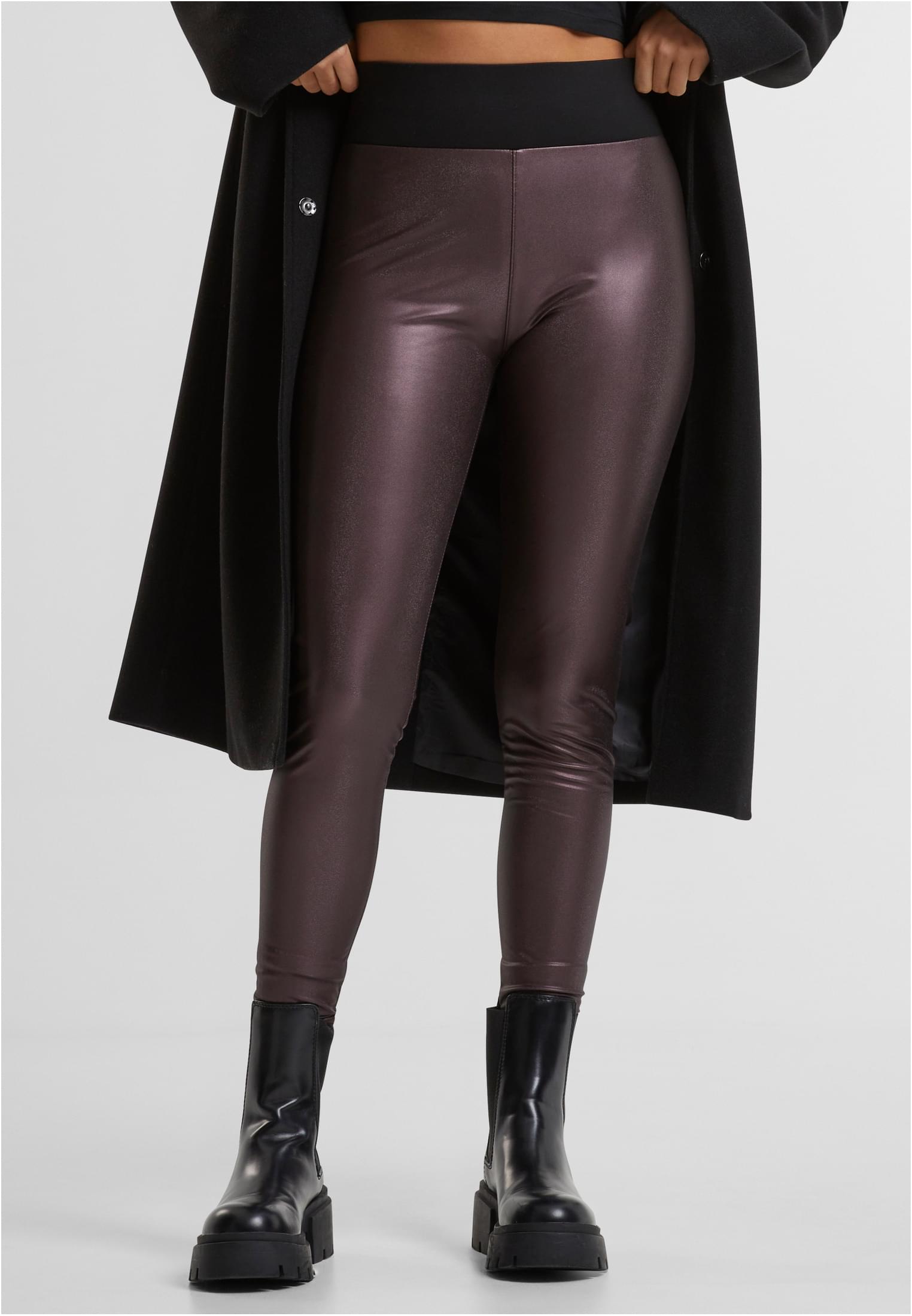 Ladies Faux Leather High Waist Leggings | redwine