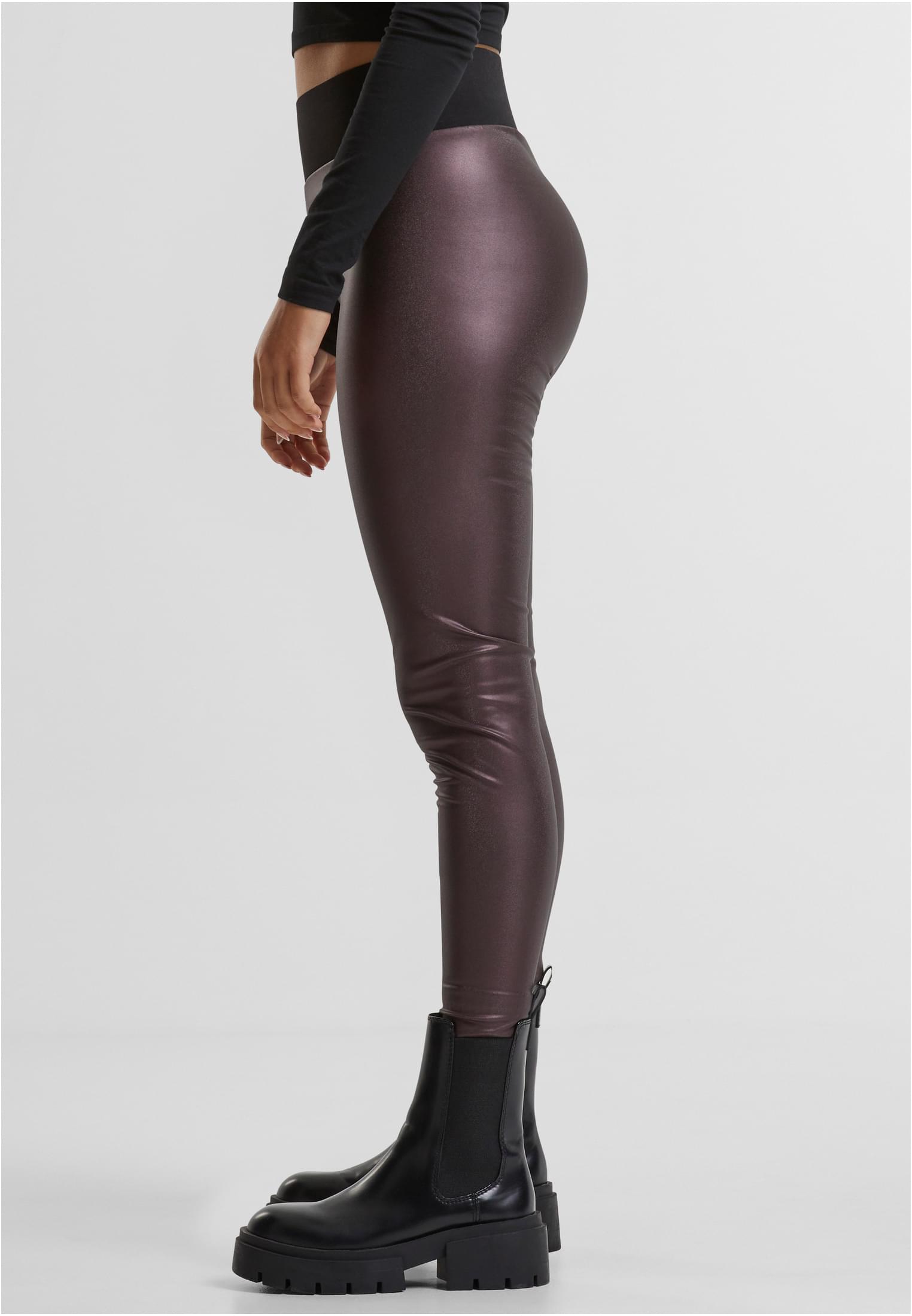 Ladies Faux Leather High Waist Leggings | redwine