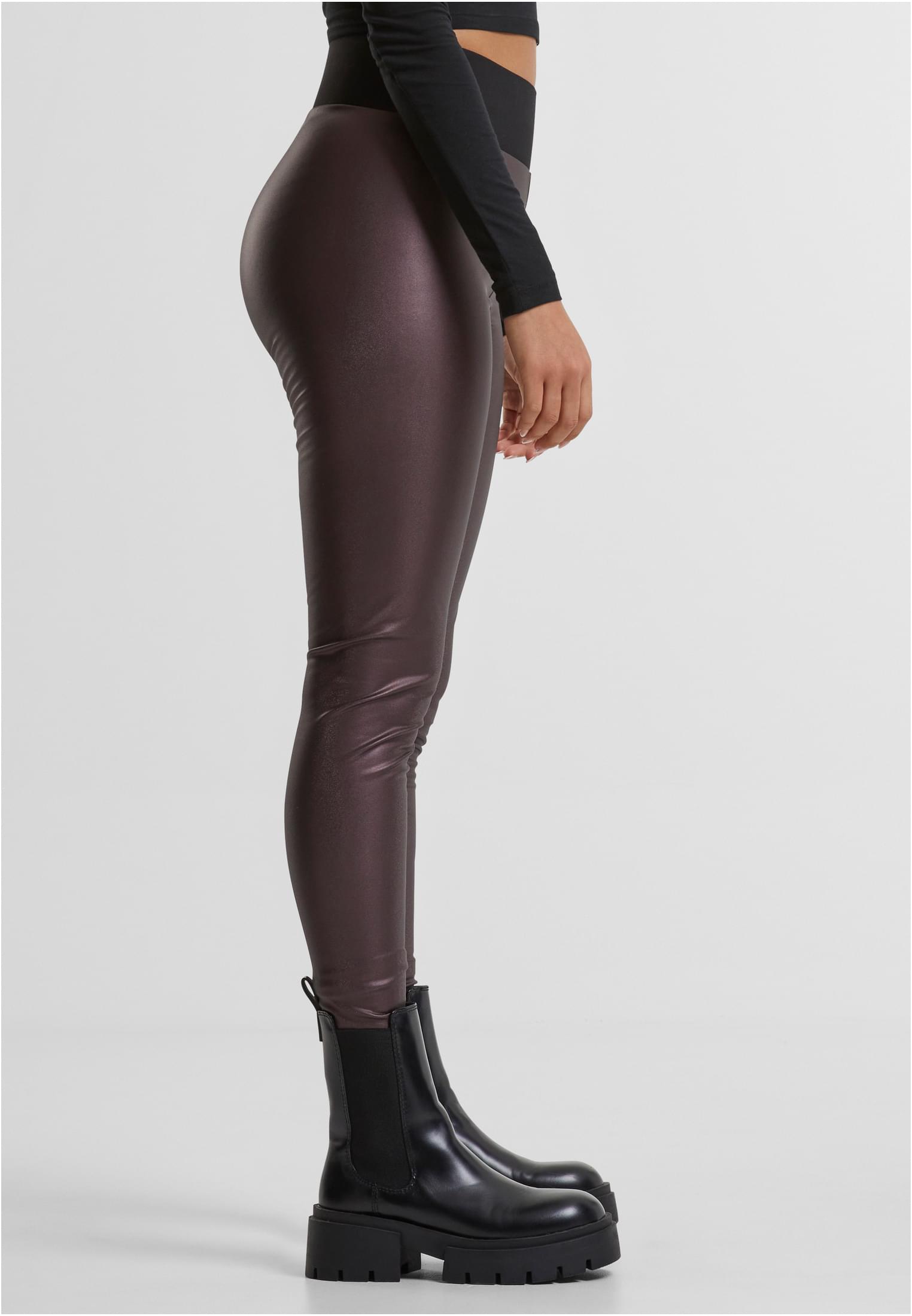 Ladies Faux Leather High Waist Leggings | redwine