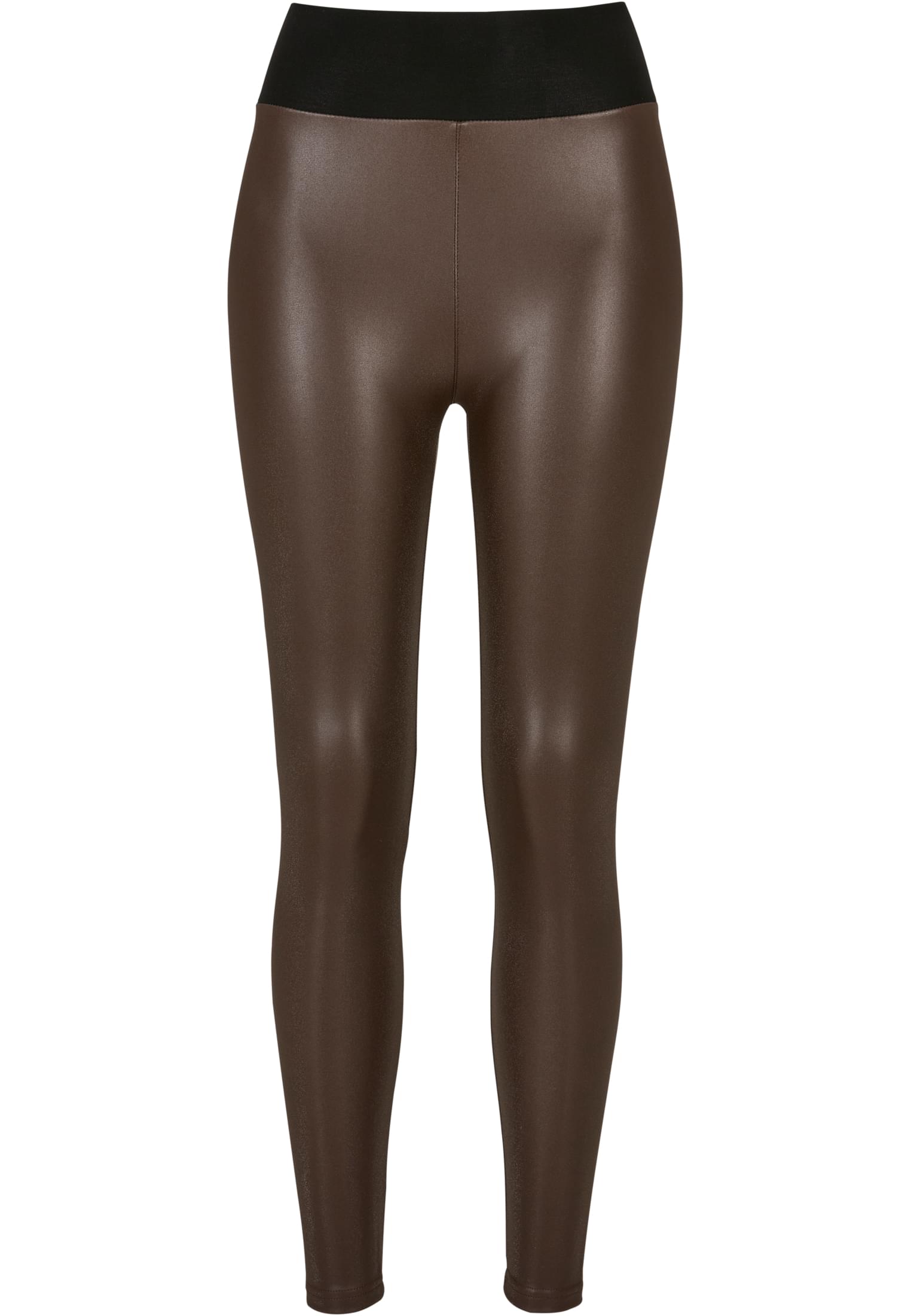 Ladies Faux Leather High Waist Leggings | brown