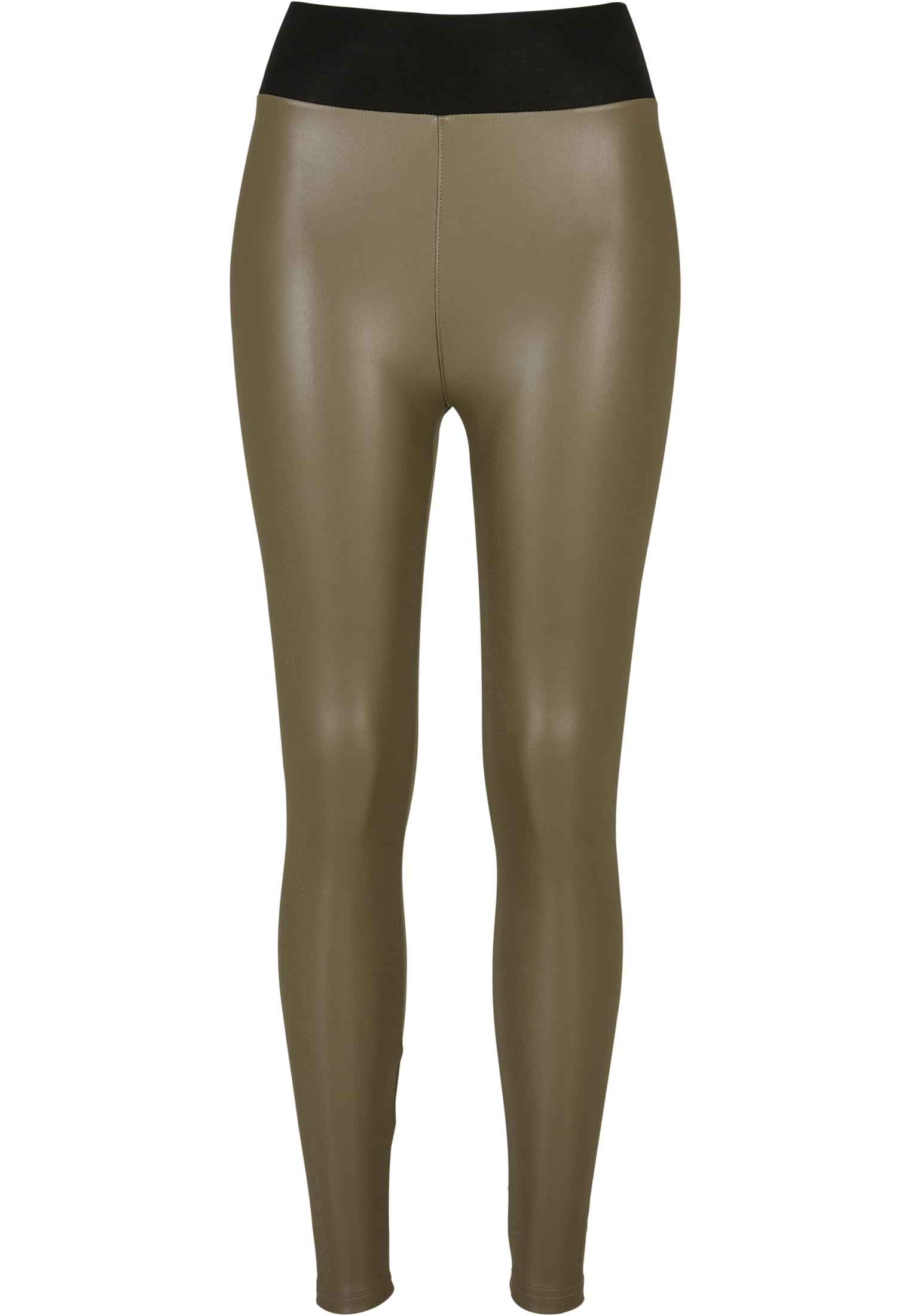 Ladies Faux Leather High Waist Leggings | olive