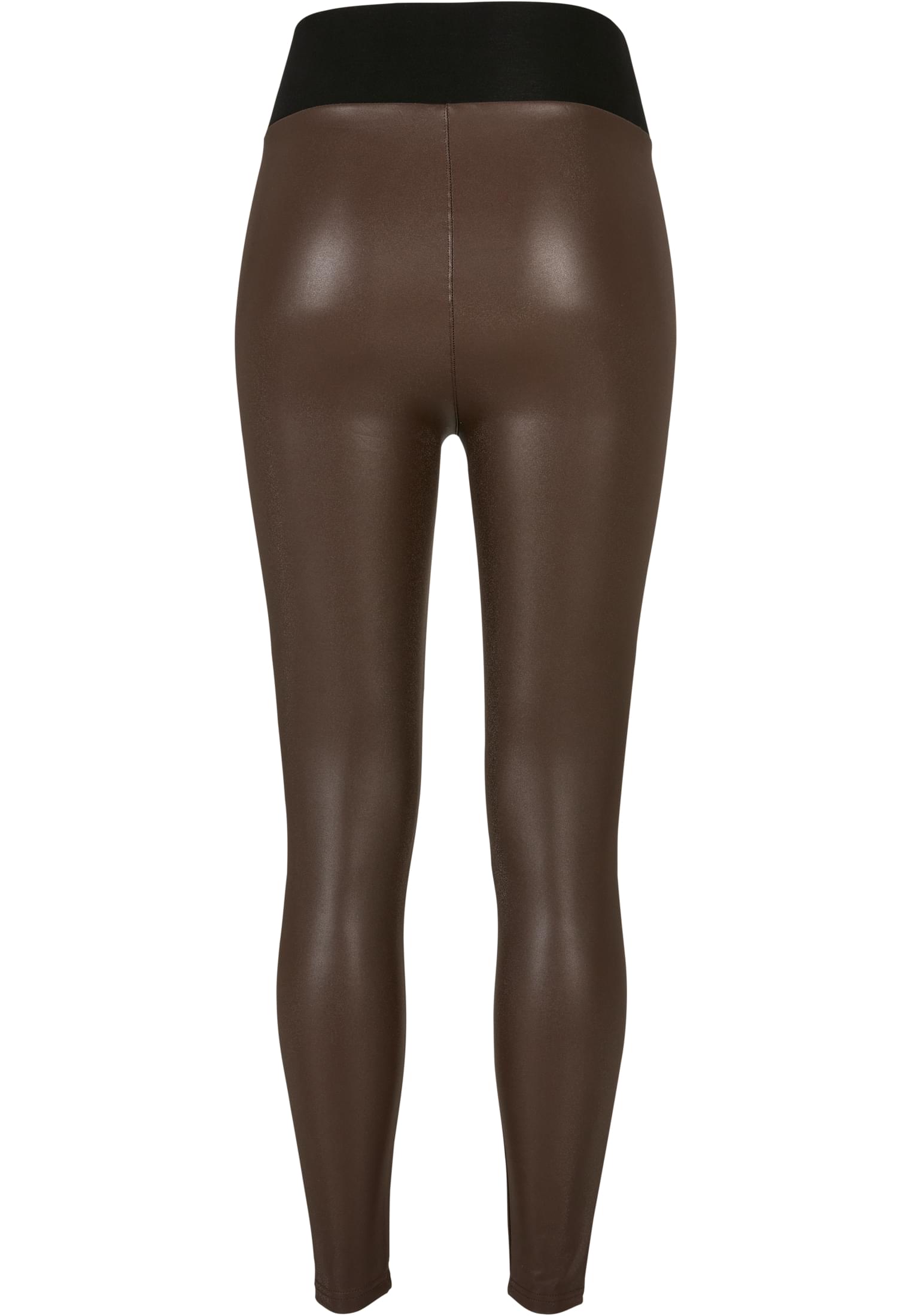 Ladies Faux Leather High Waist Leggings | brown