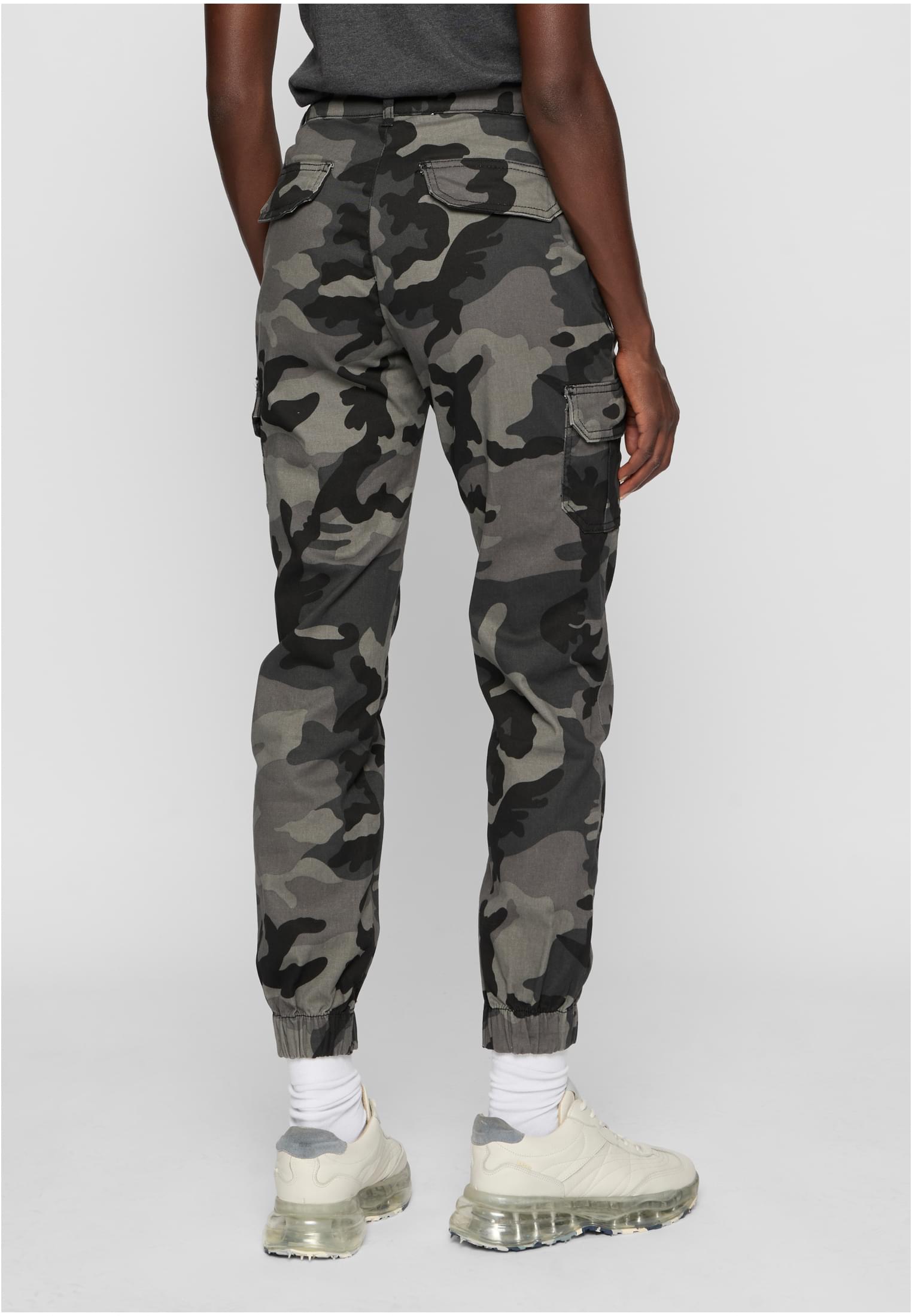 Ladies High Waist Camo Cargo Pants | dark camo