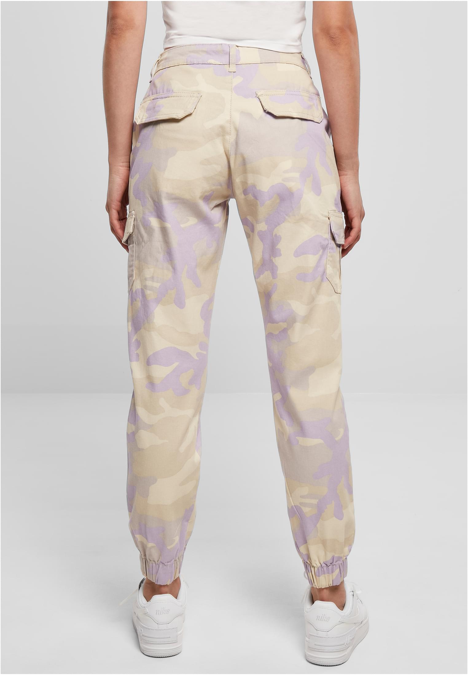 Ladies High Waist Camo Cargo Pants | lilaccamo