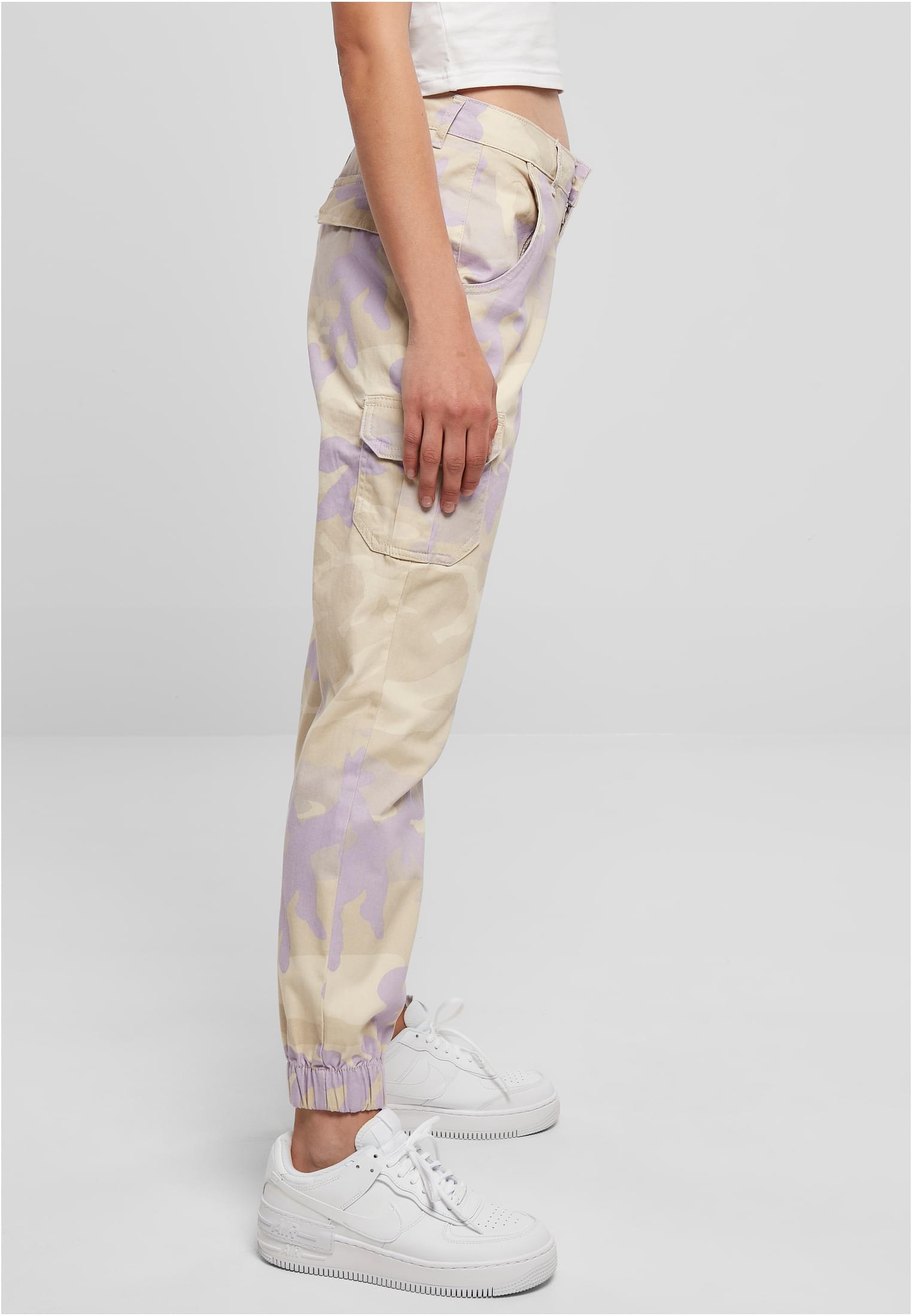 Ladies High Waist Camo Cargo Pants | lilaccamo