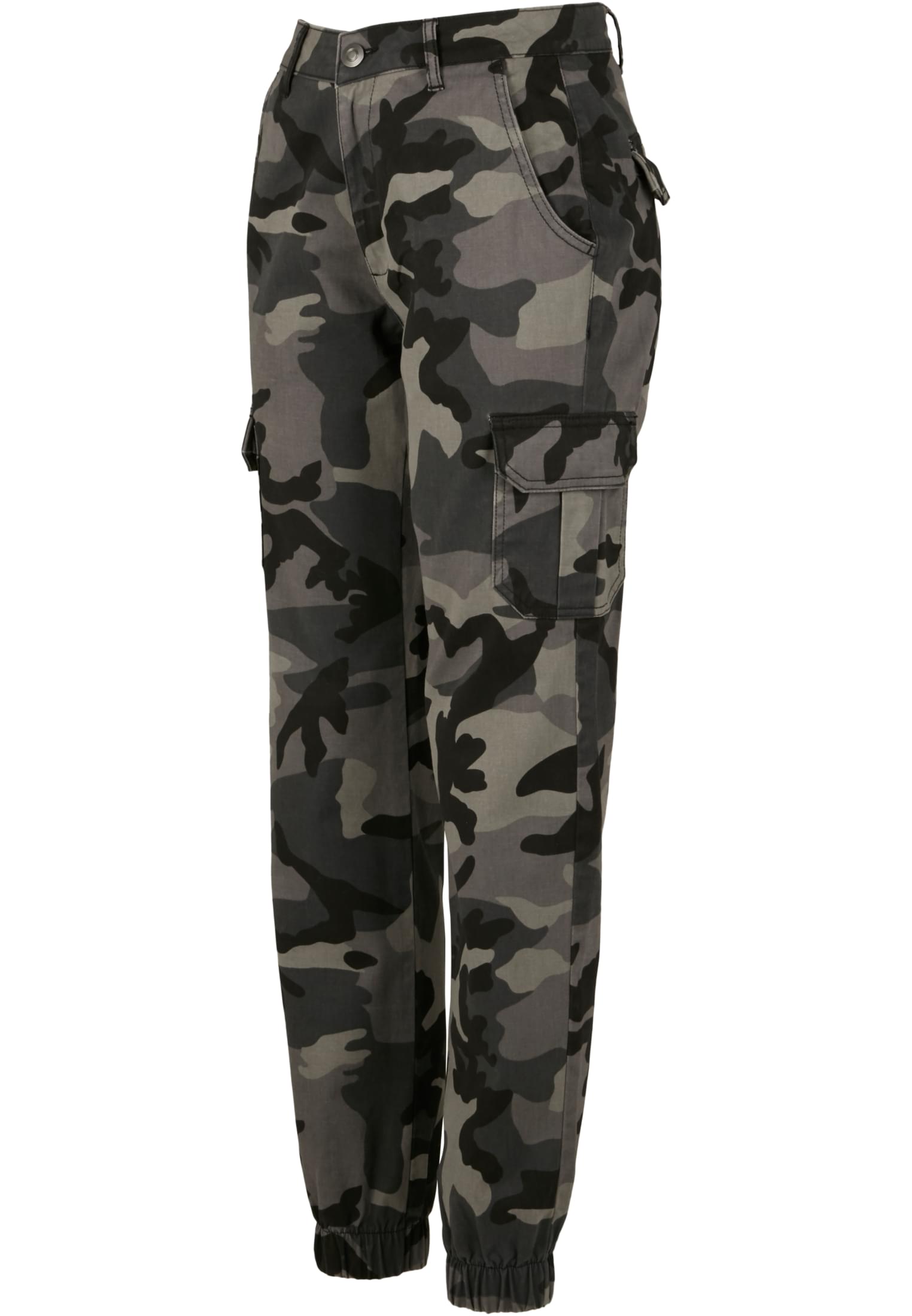 Ladies High Waist Camo Cargo Pants | dark camo