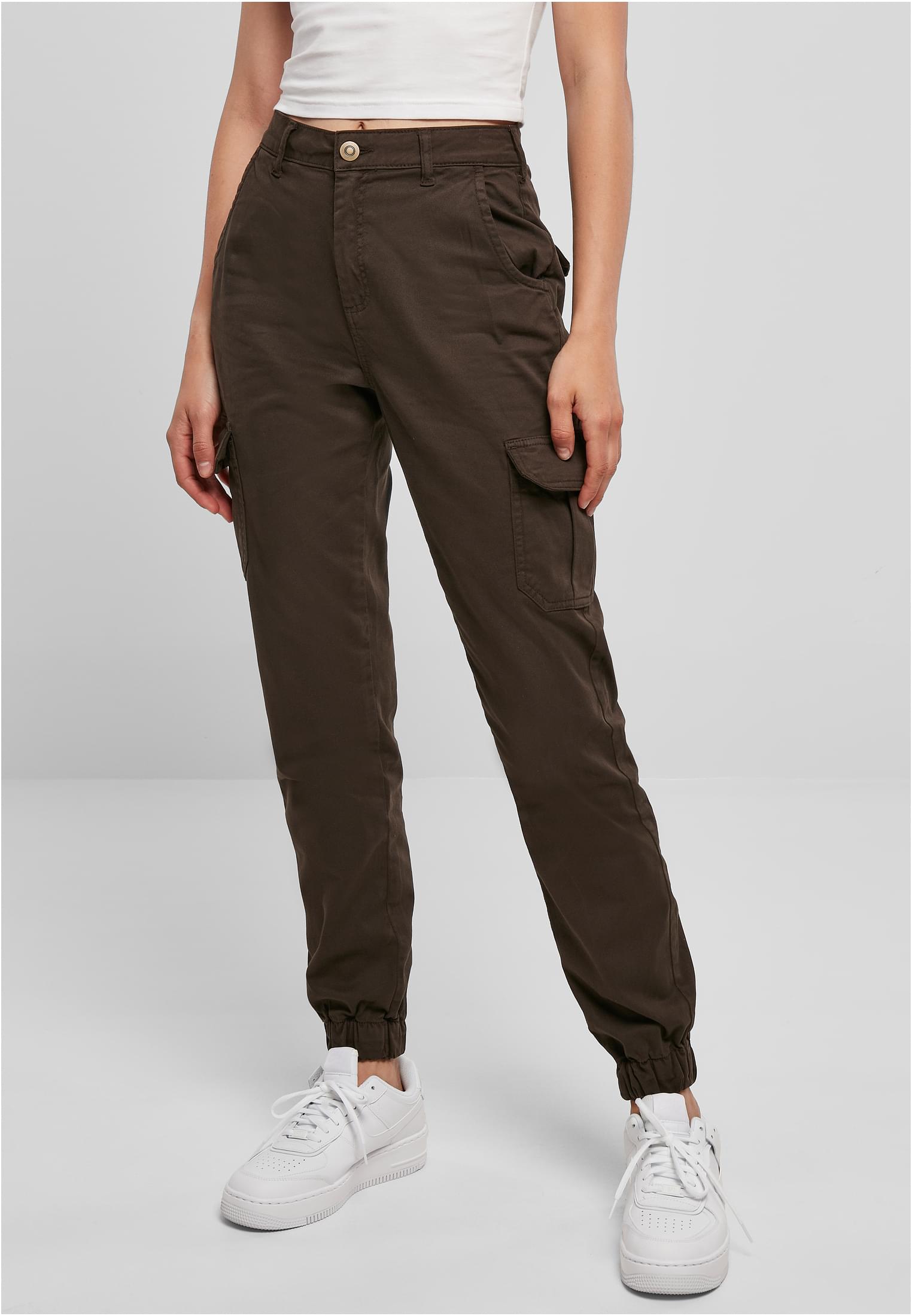 Ladies High Waist Cargo Pants | brown