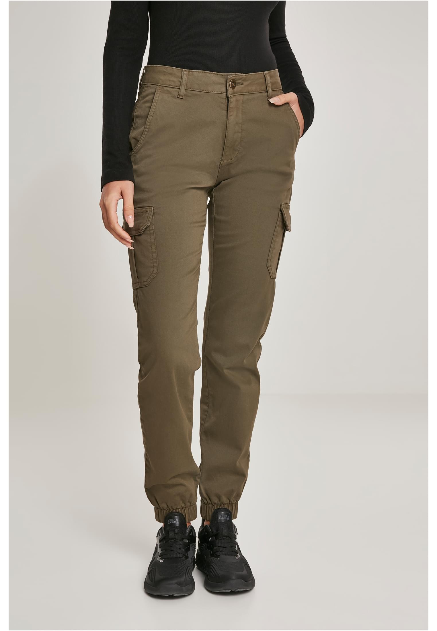 Ladies High Waist Cargo Pants | olive