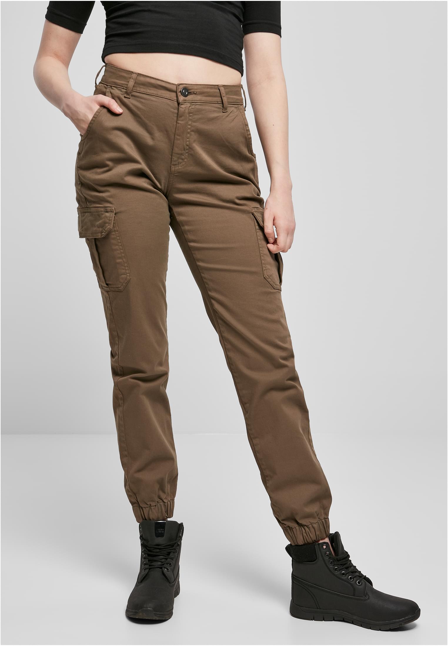 Ladies High Waist Cargo Pants | darkkhaki