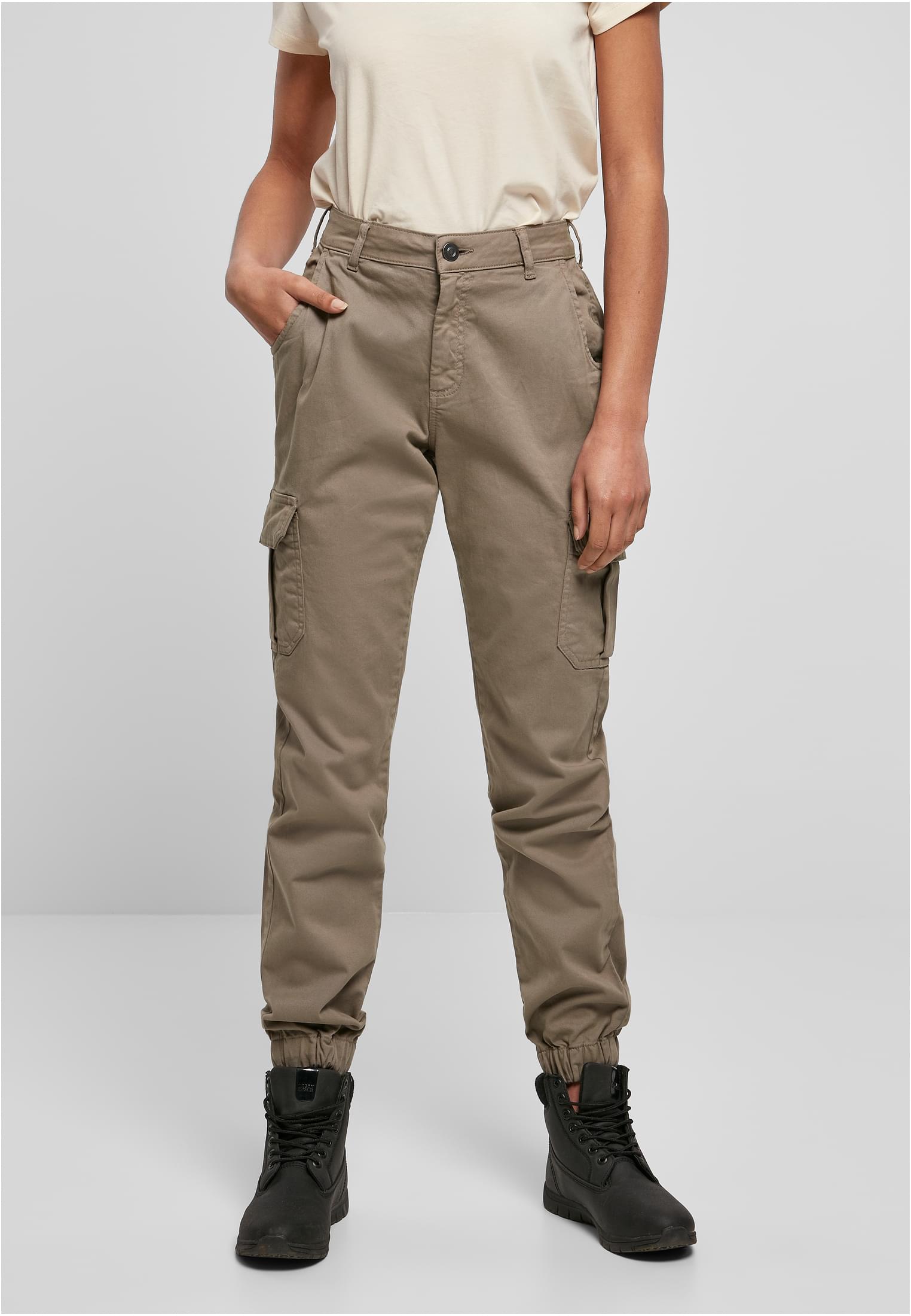 Ladies High Waist Cargo Pants | softtaupe