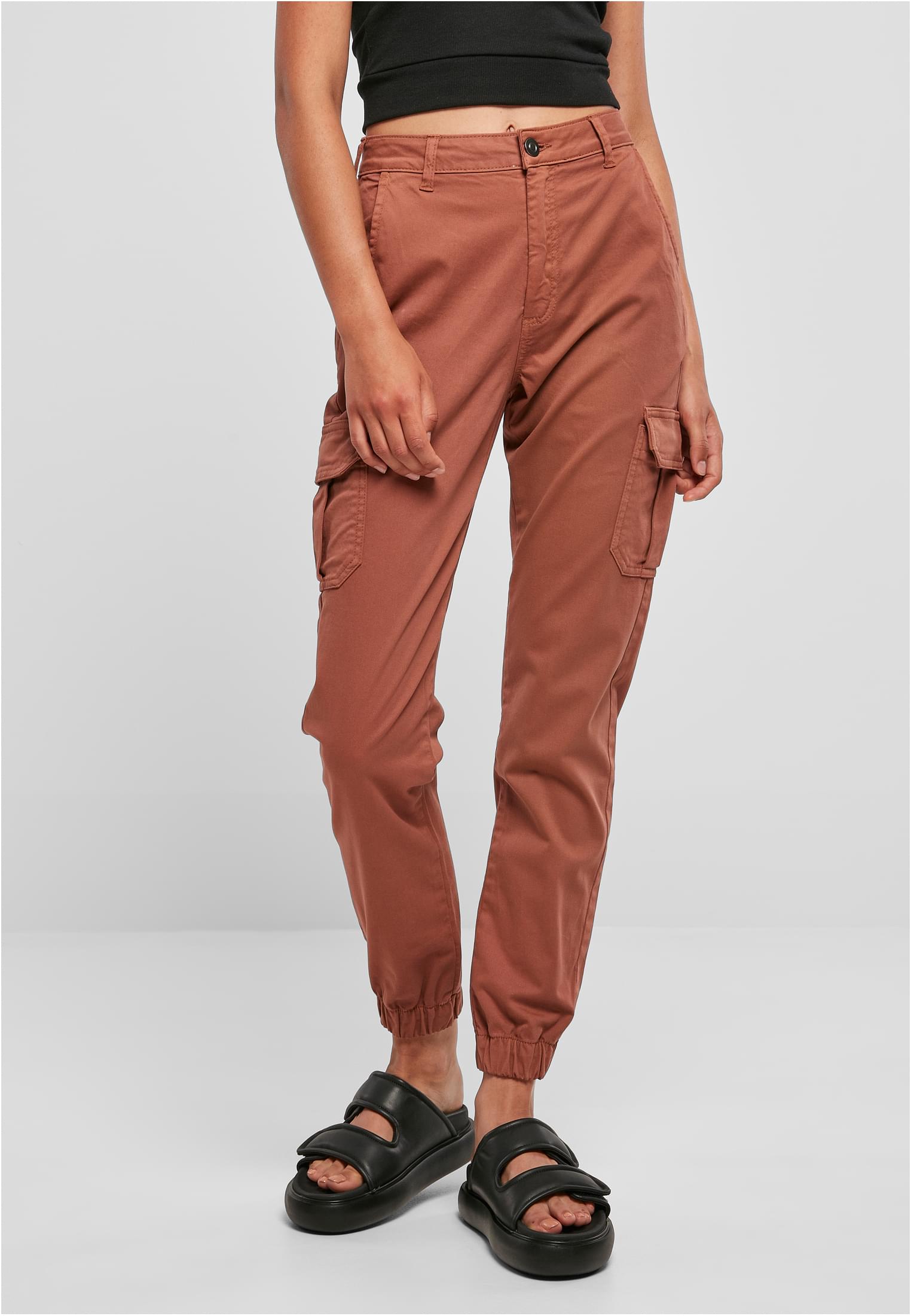 Ladies High Waist Cargo Pants | terracotta