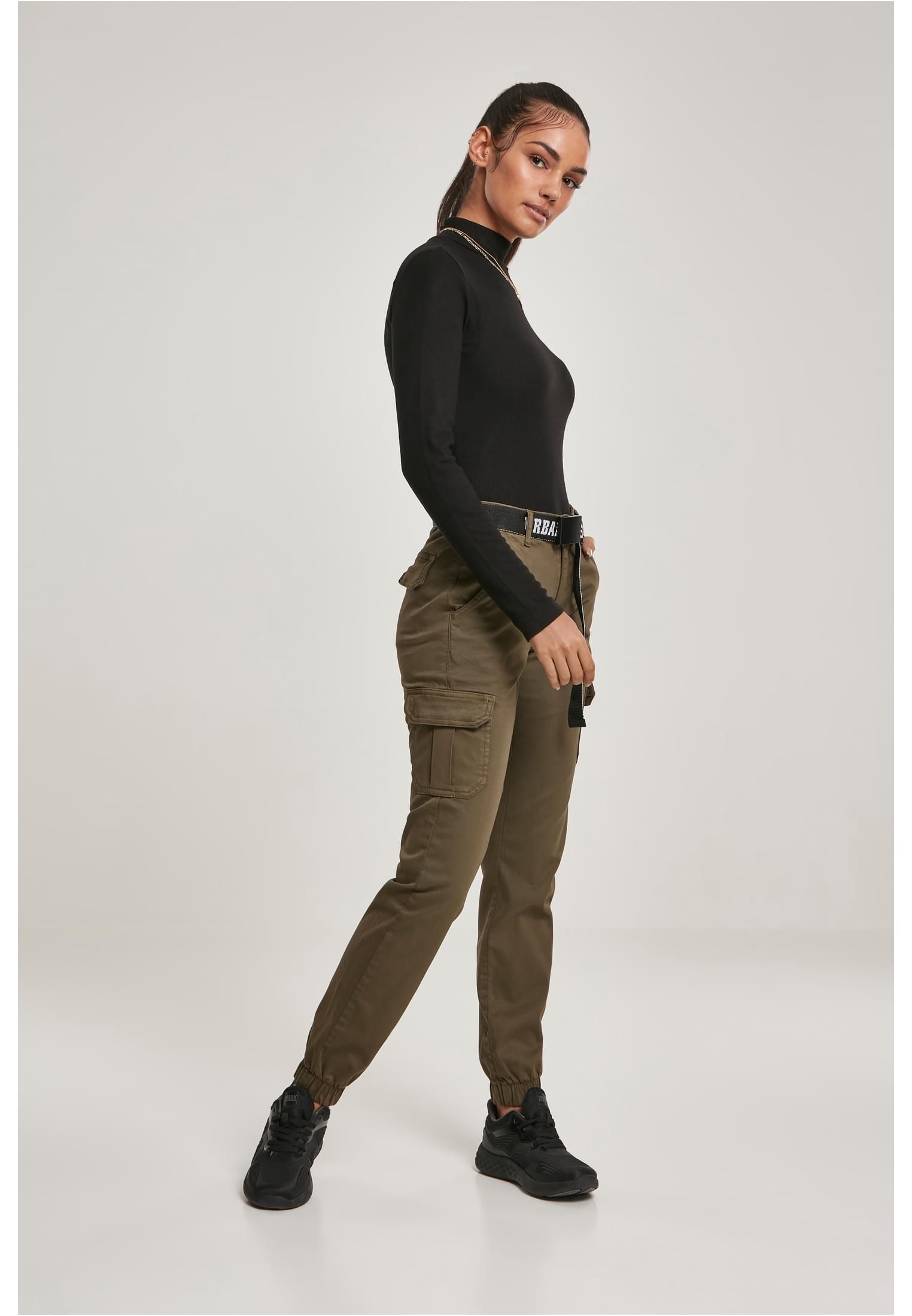 Ladies High Waist Cargo Pants | olive