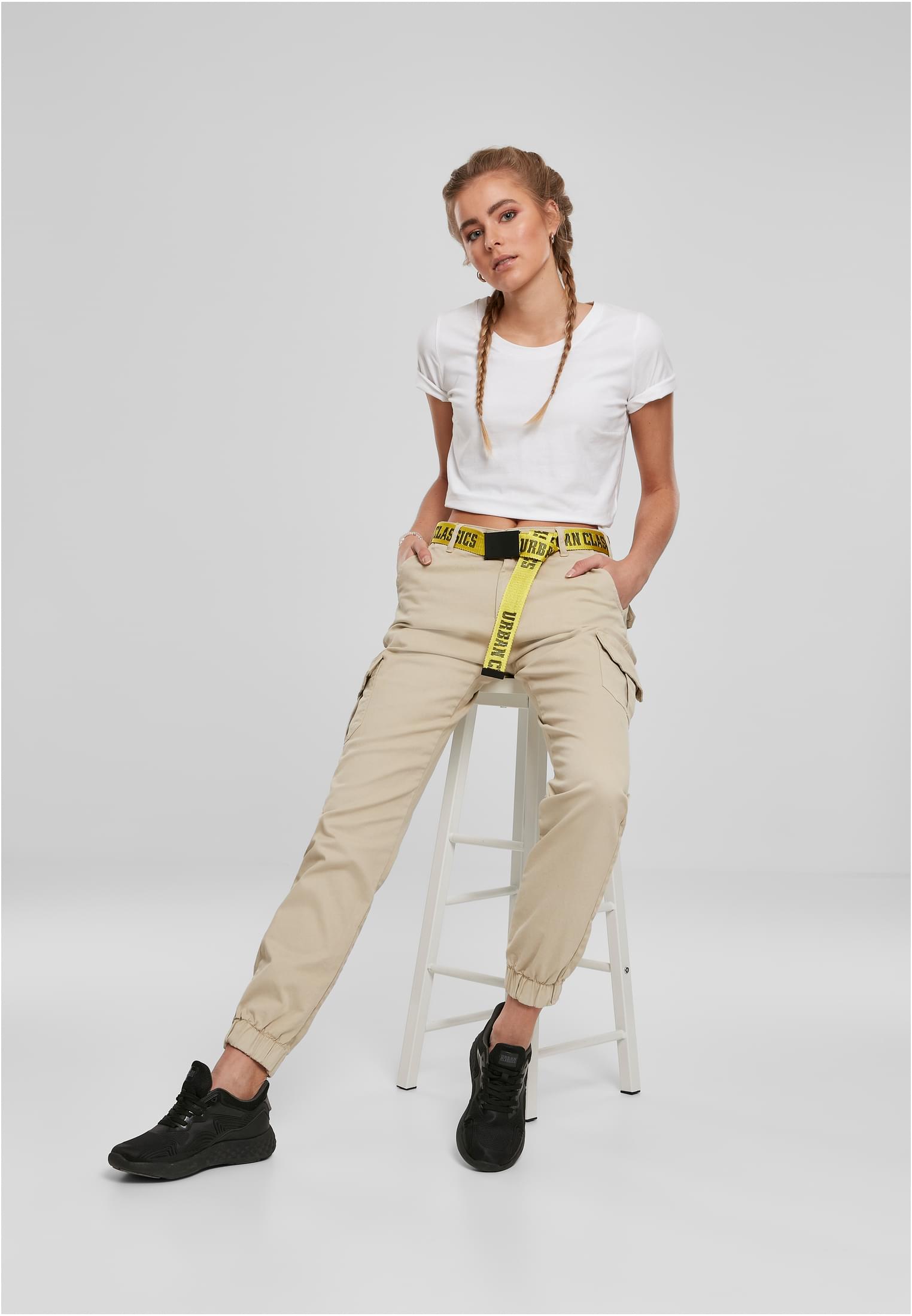 Ladies High Waist Cargo Pants | concrete