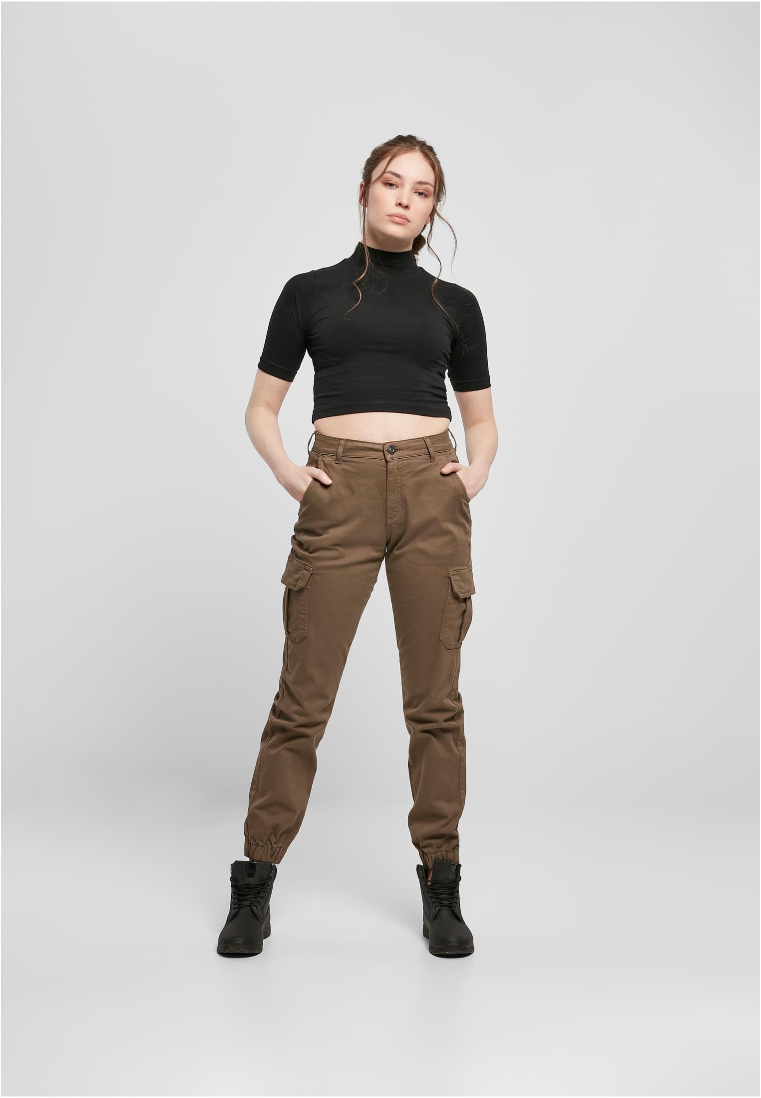 Ladies High Waist Cargo Pants | darkkhaki