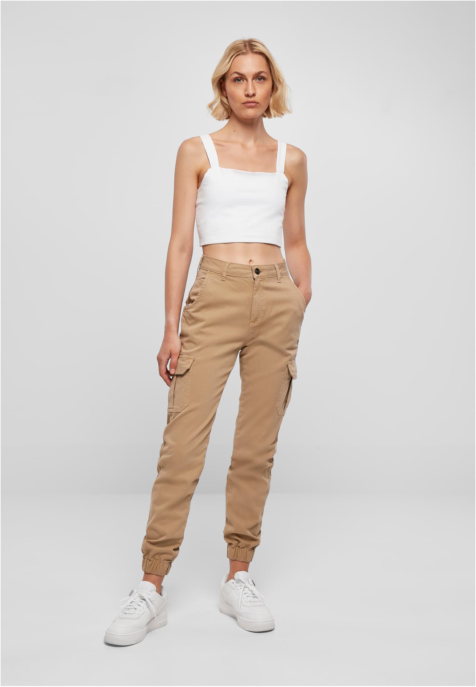 Ladies High Waist Cargo Pants | unionbeige