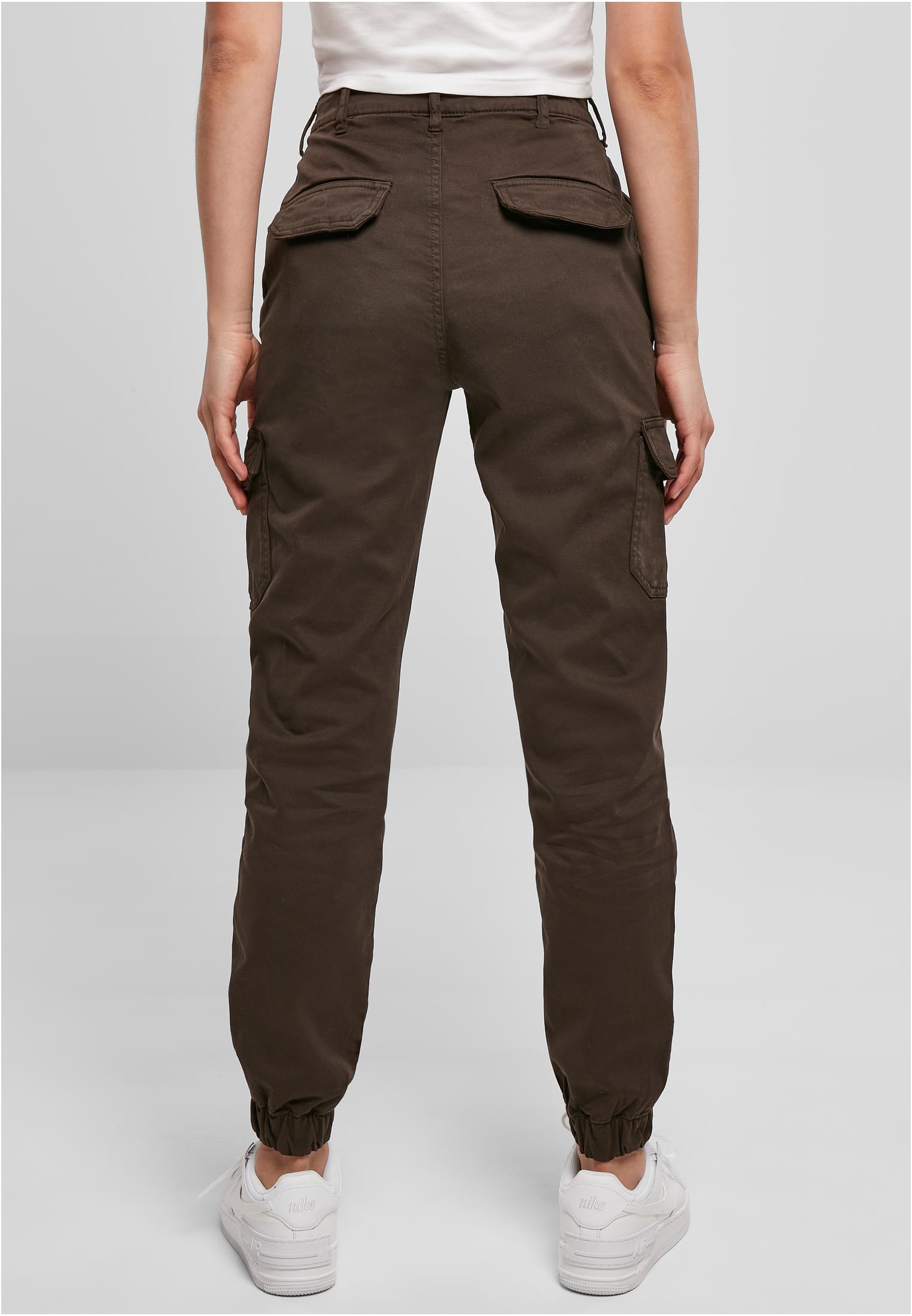 Ladies High Waist Cargo Pants | brown