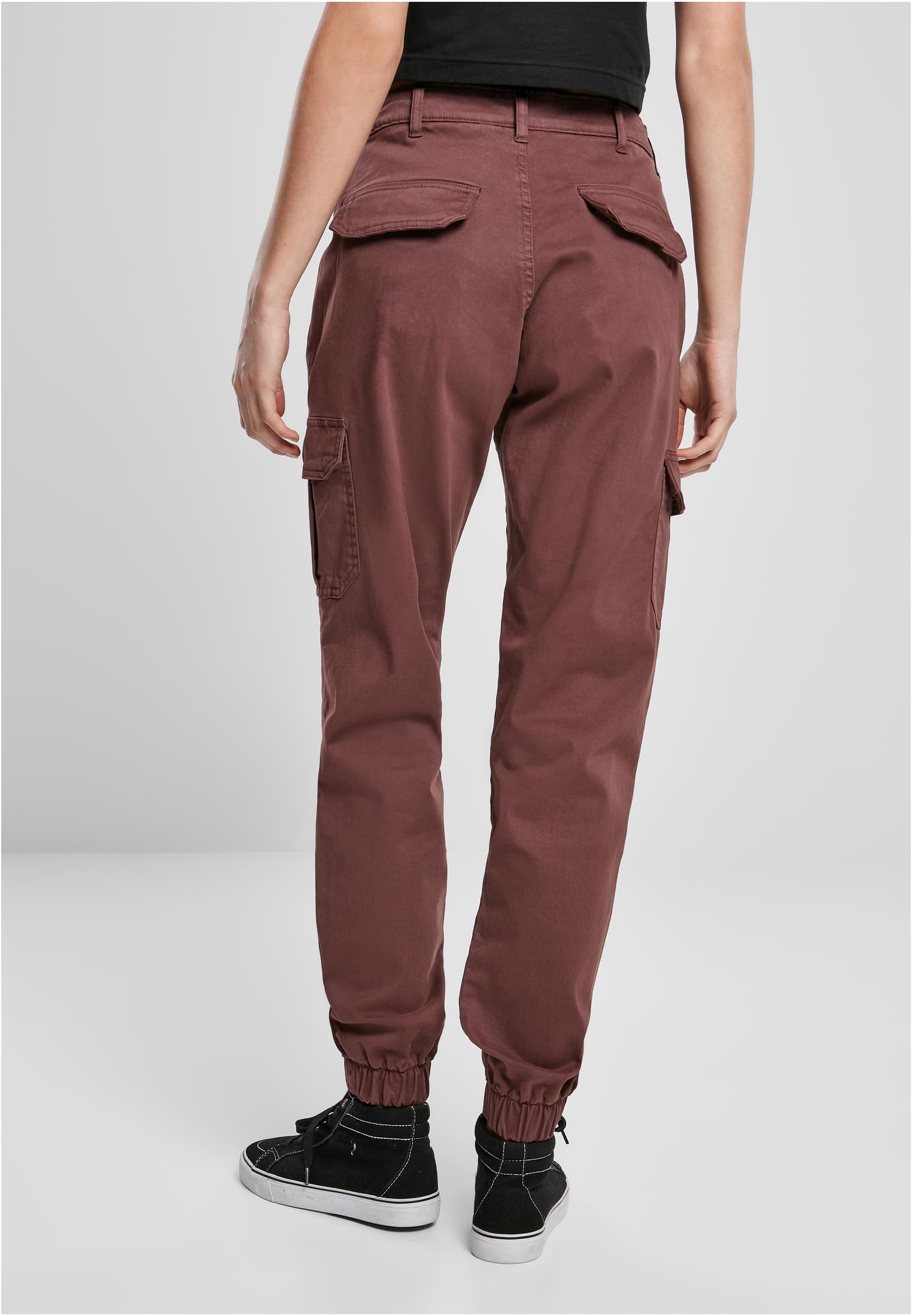 Ladies High Waist Cargo Pants | cherry