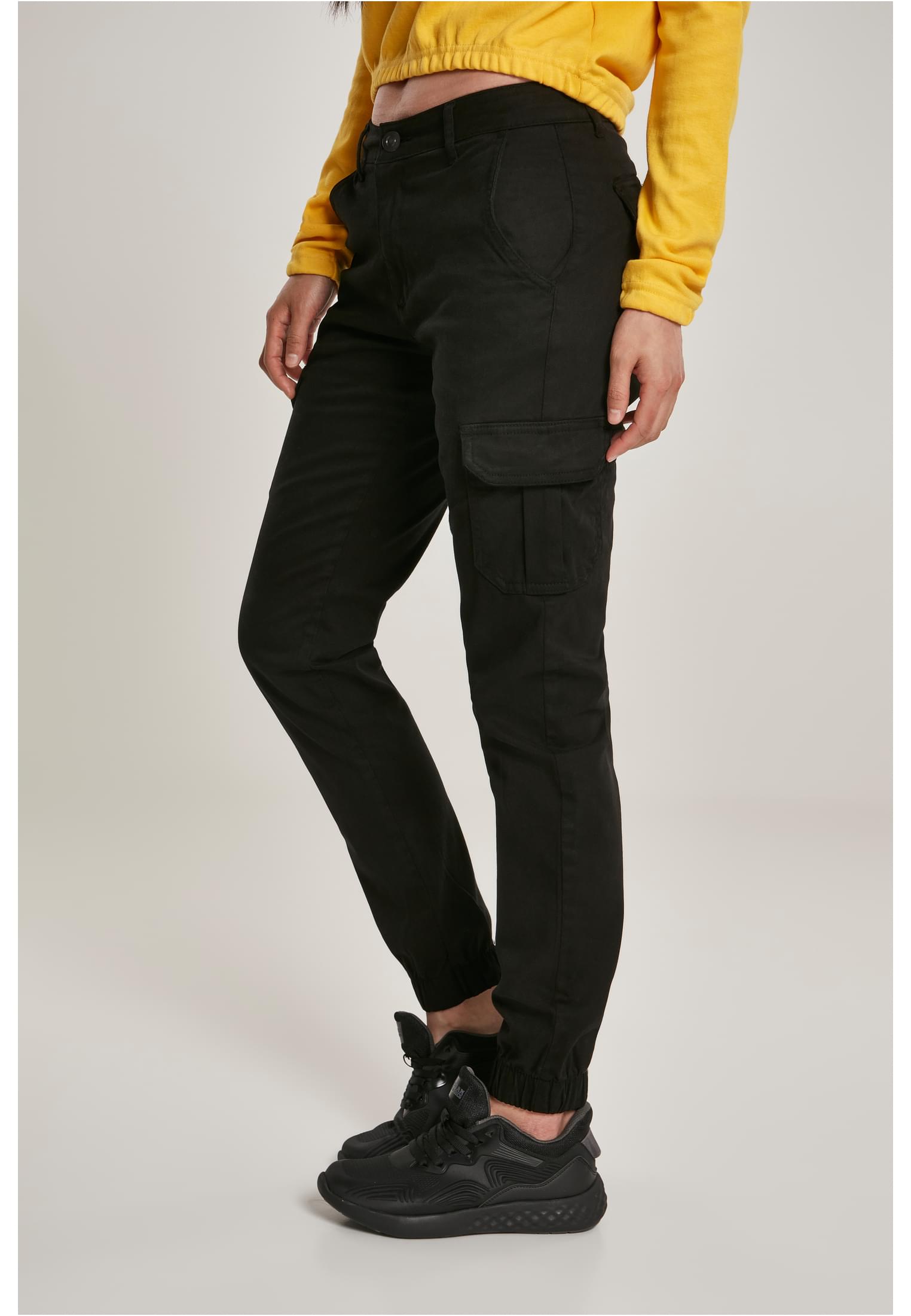 Ladies High Waist Cargo Pants | black