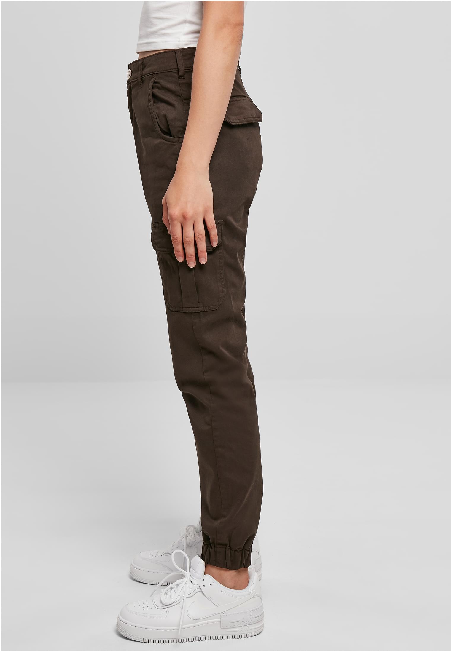 Ladies High Waist Cargo Pants | brown