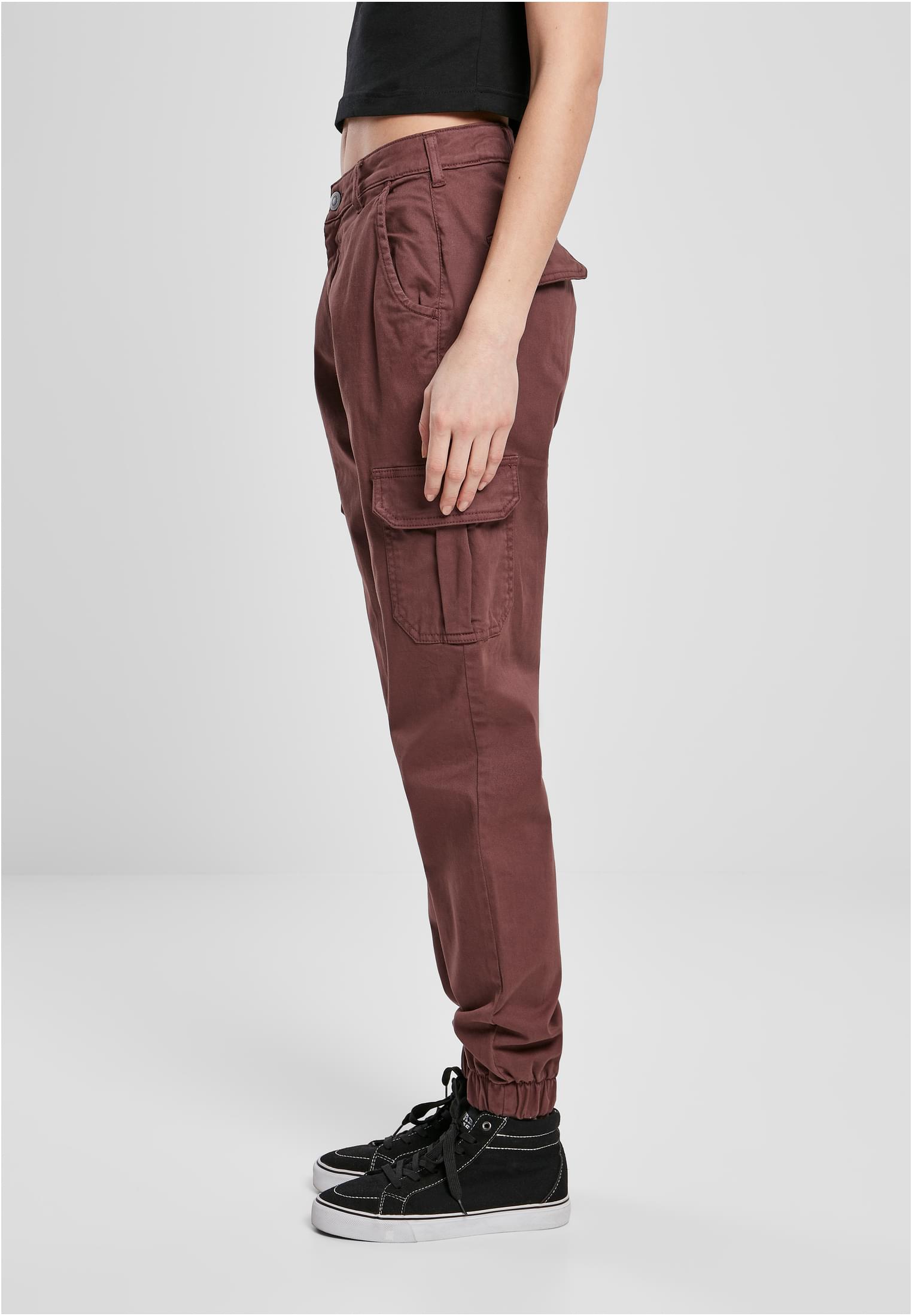 Ladies High Waist Cargo Pants | cherry