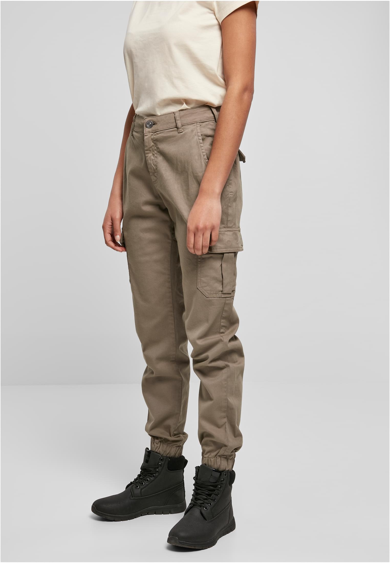 Ladies High Waist Cargo Pants | softtaupe