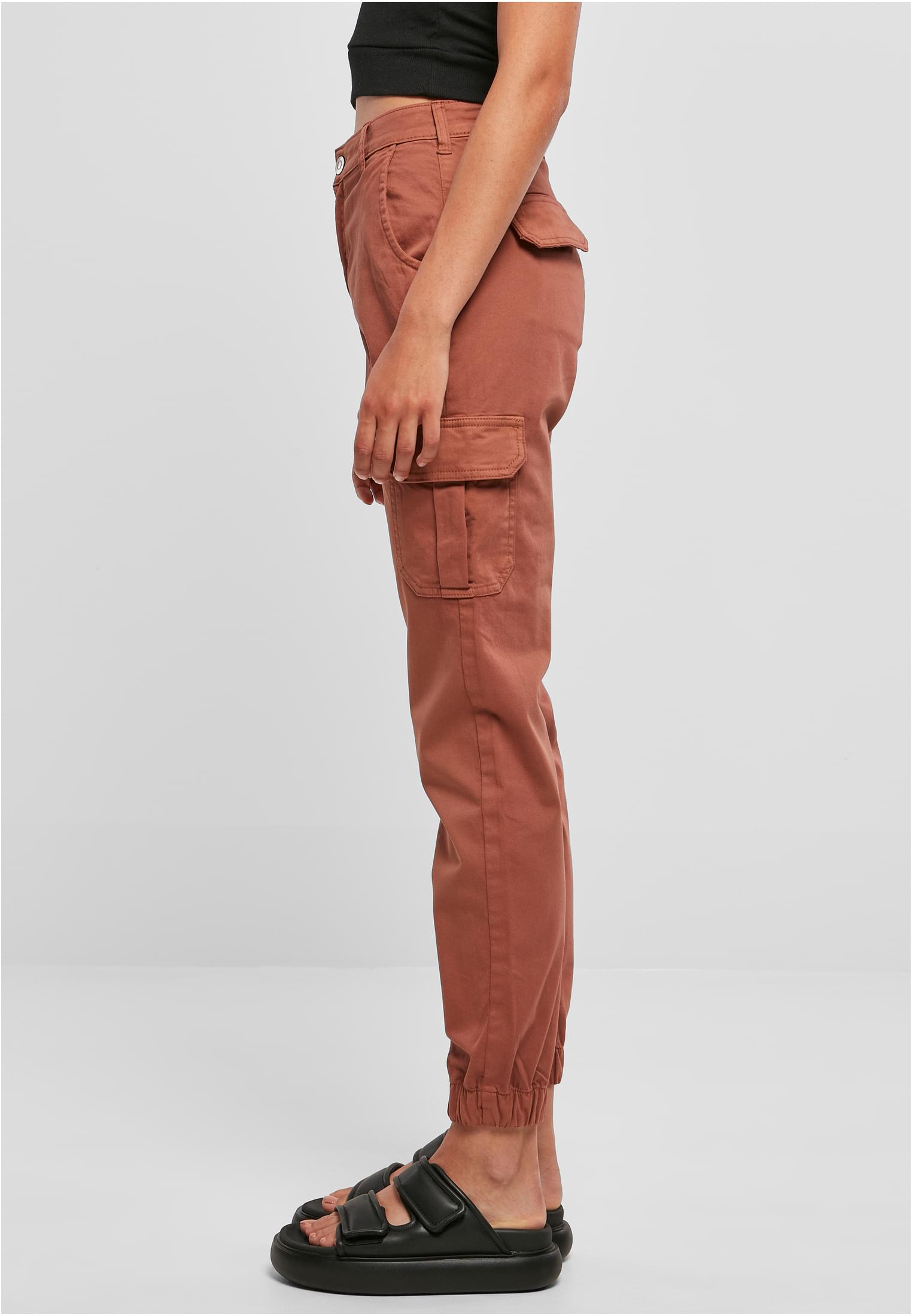 Ladies High Waist Cargo Pants | terracotta