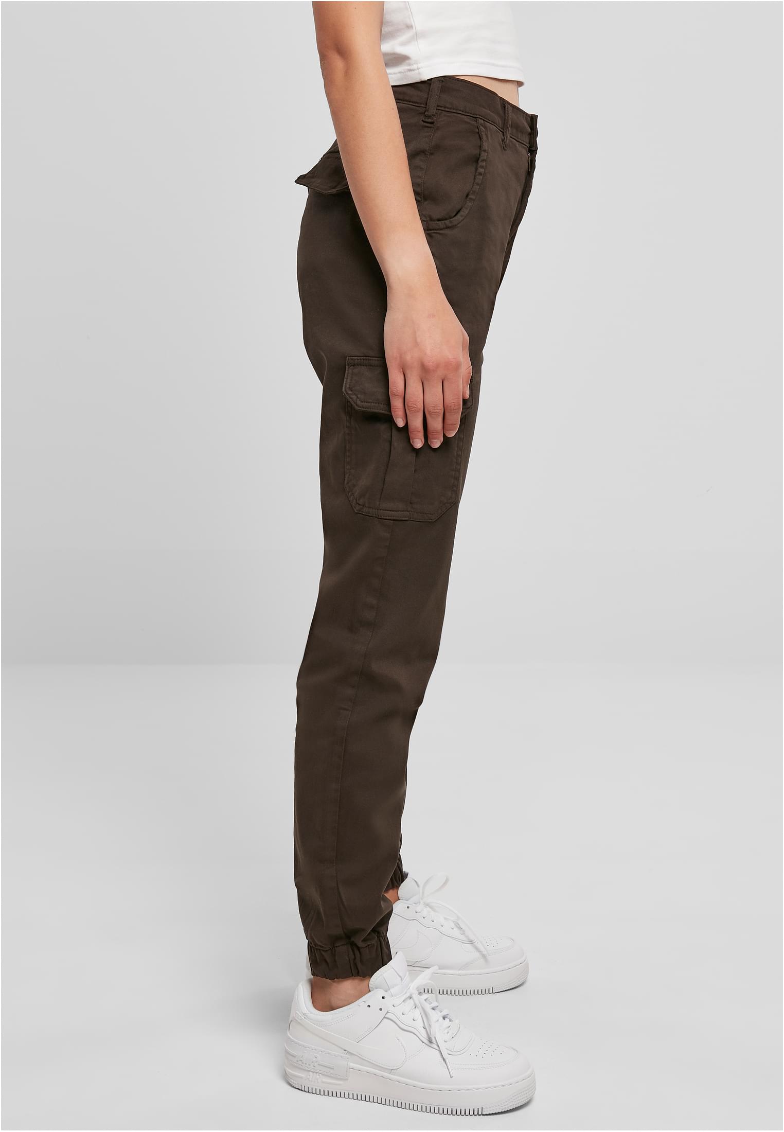 Ladies High Waist Cargo Pants | brown