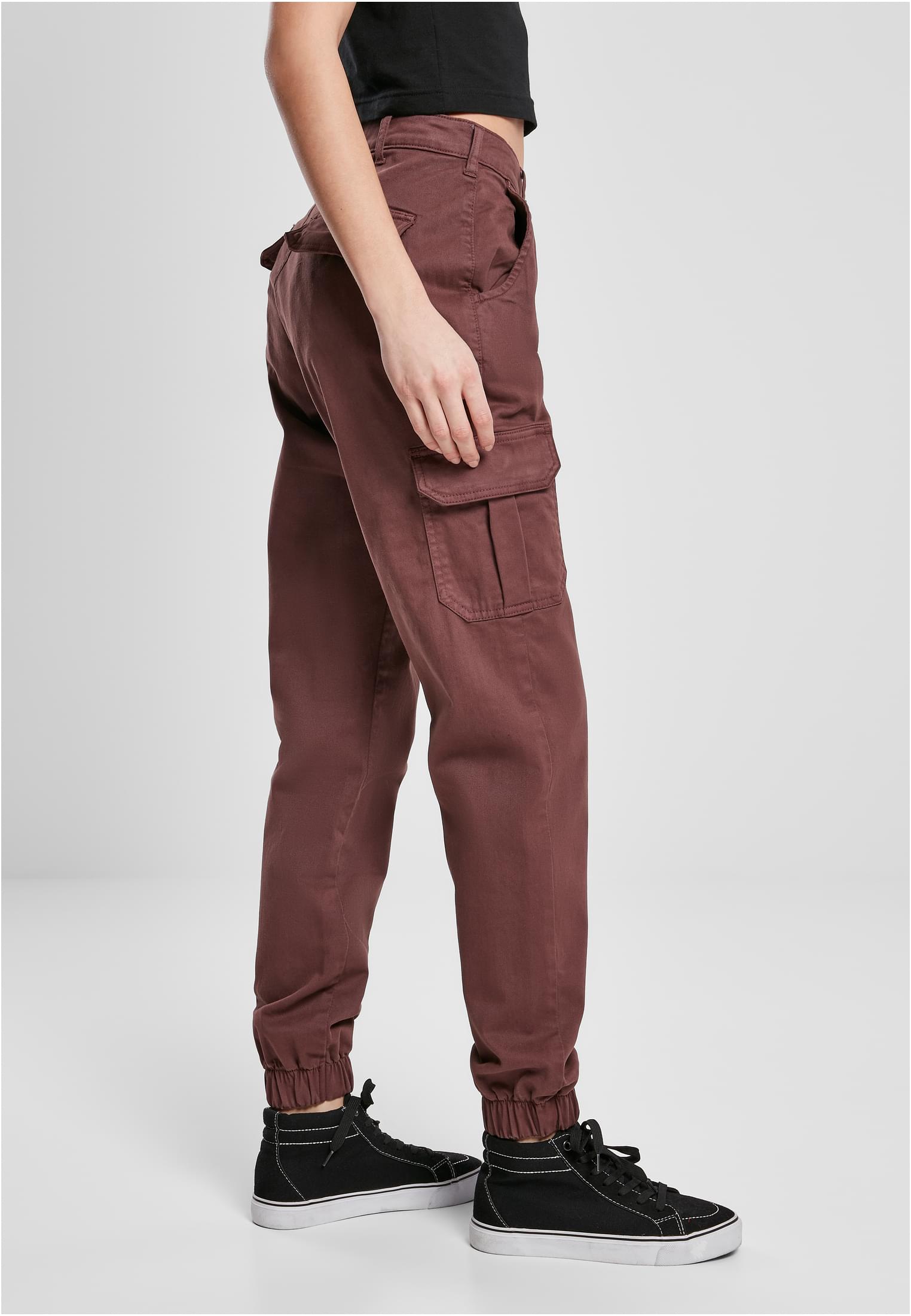 Ladies High Waist Cargo Pants | cherry