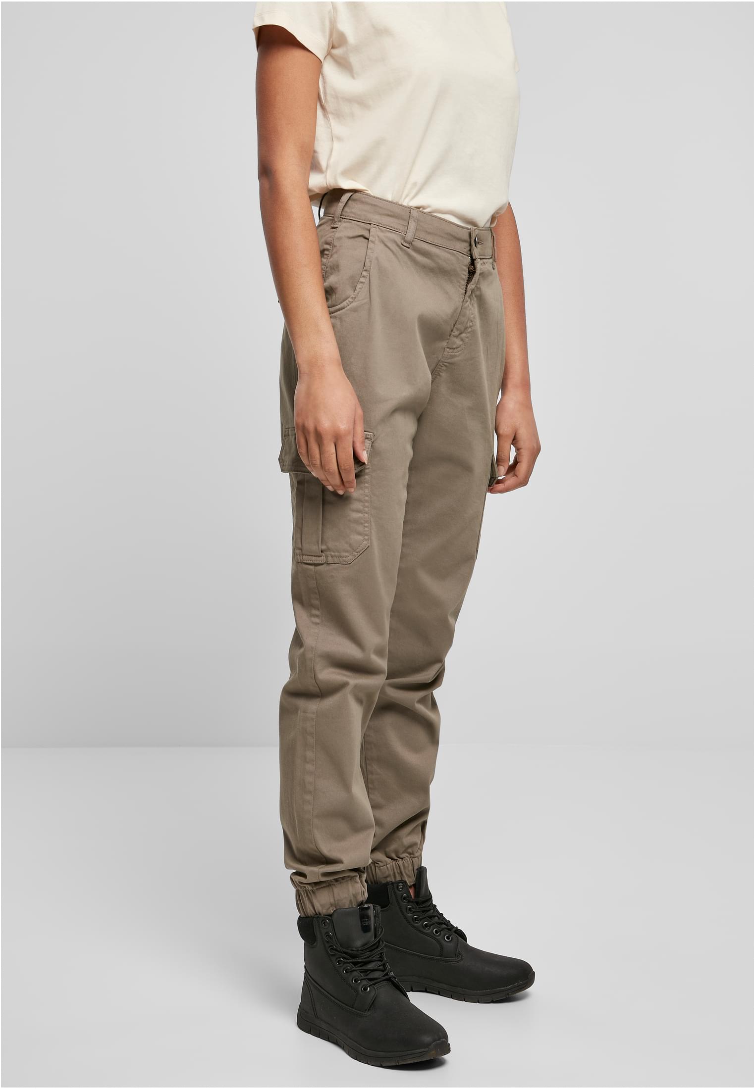 Ladies High Waist Cargo Pants | softtaupe