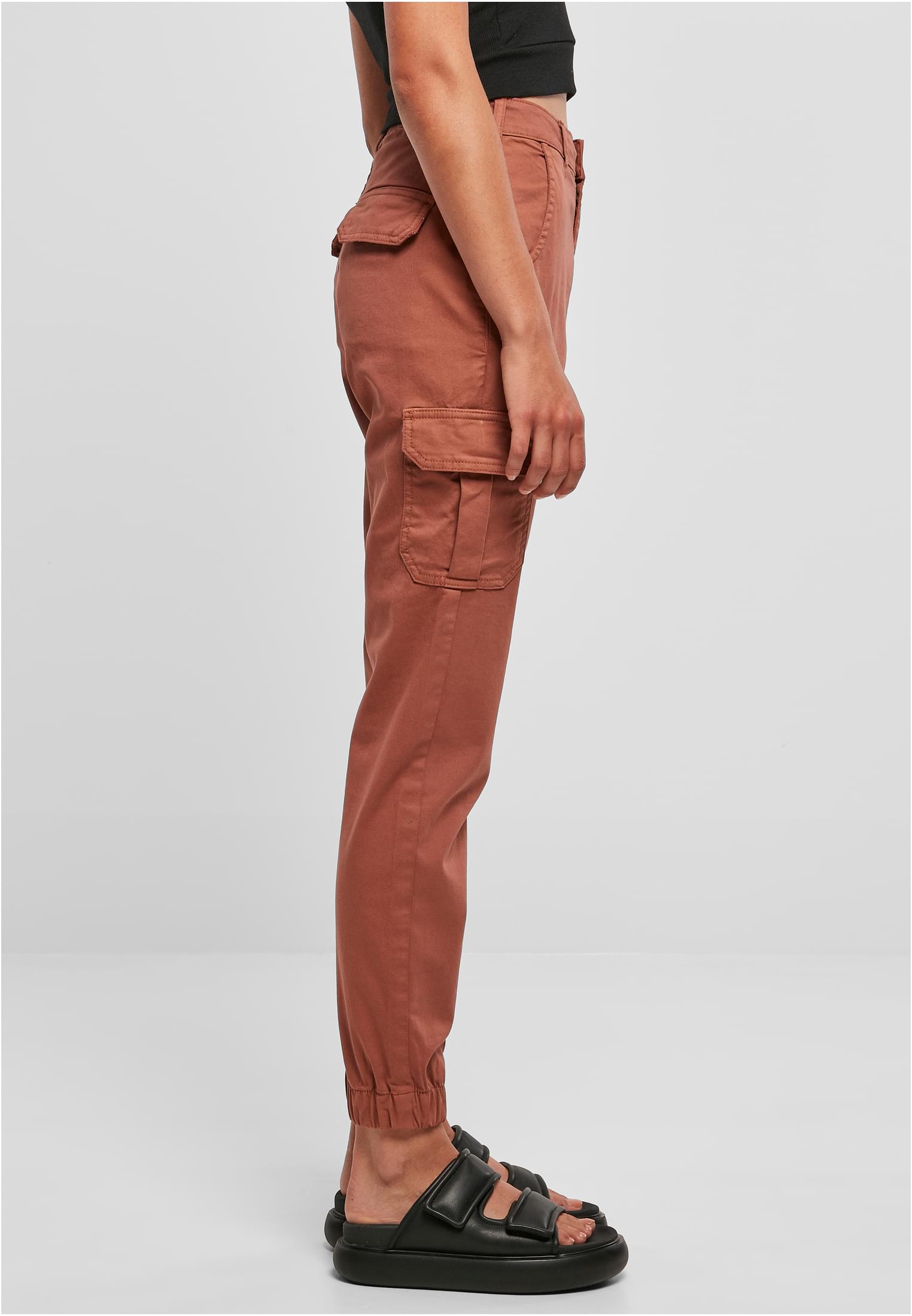 Ladies High Waist Cargo Pants | terracotta