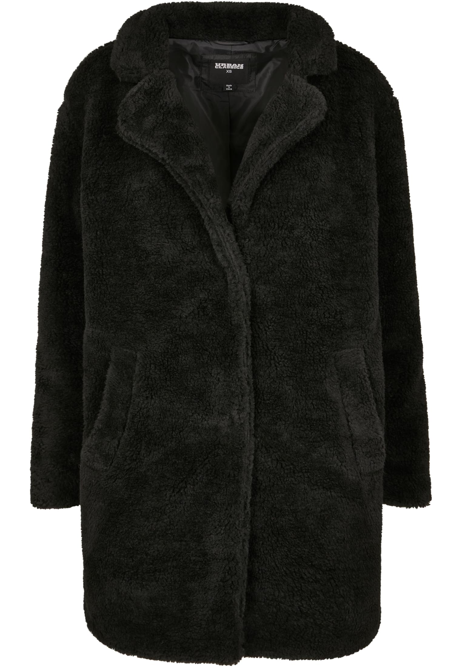 Ladies Oversized Sherpa Coat | black