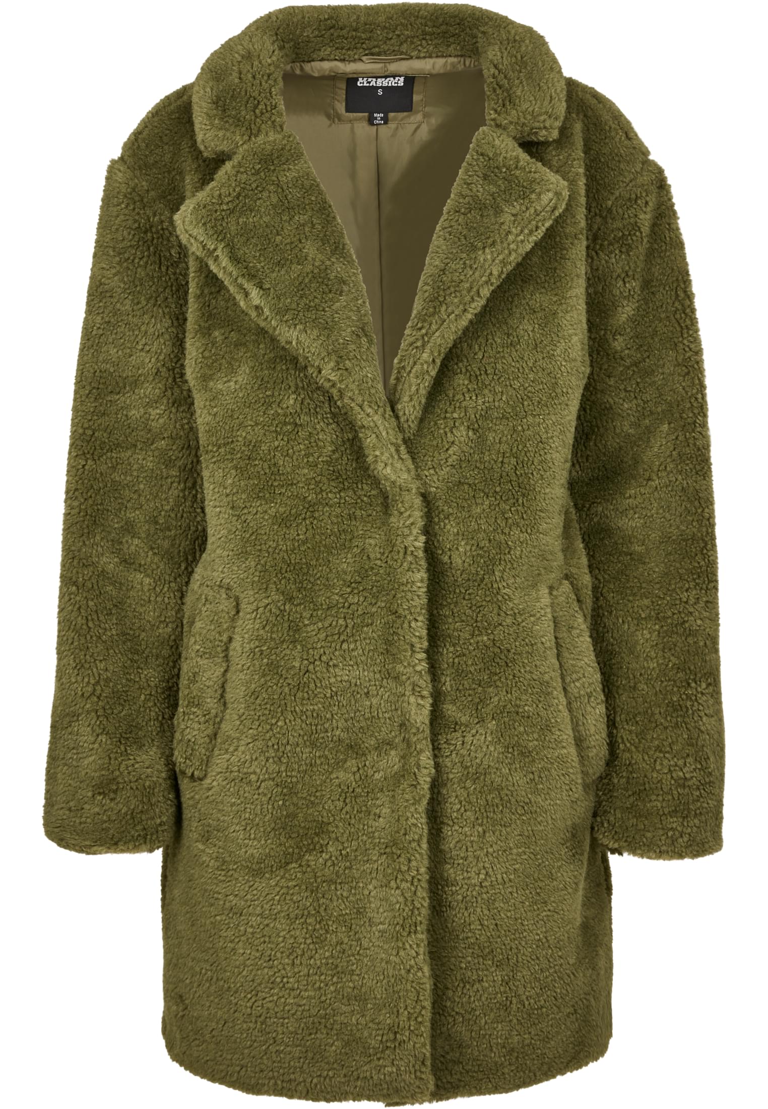 Ladies Oversized Sherpa Coat | olive