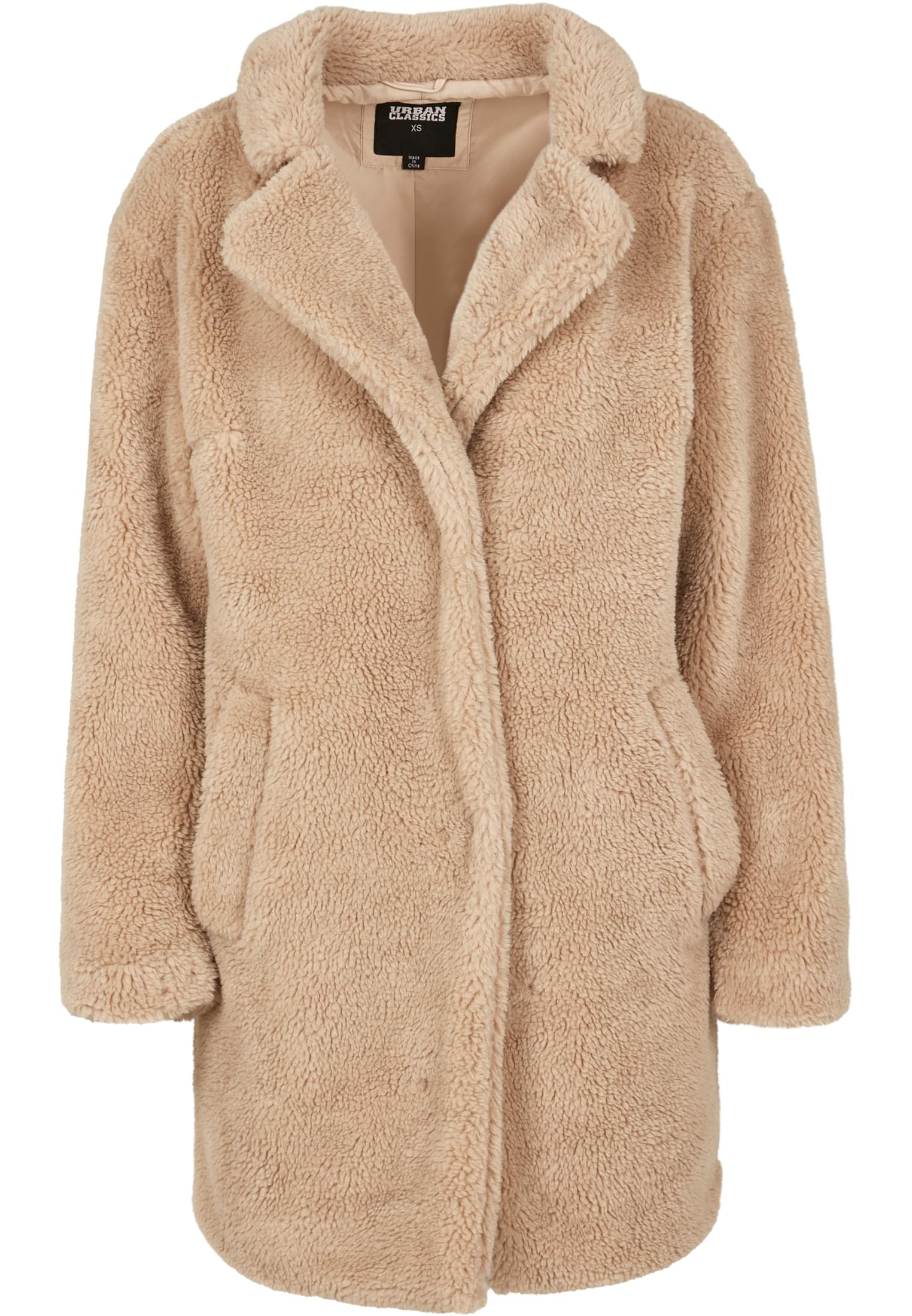 Ladies Oversized Sherpa Coat | sand