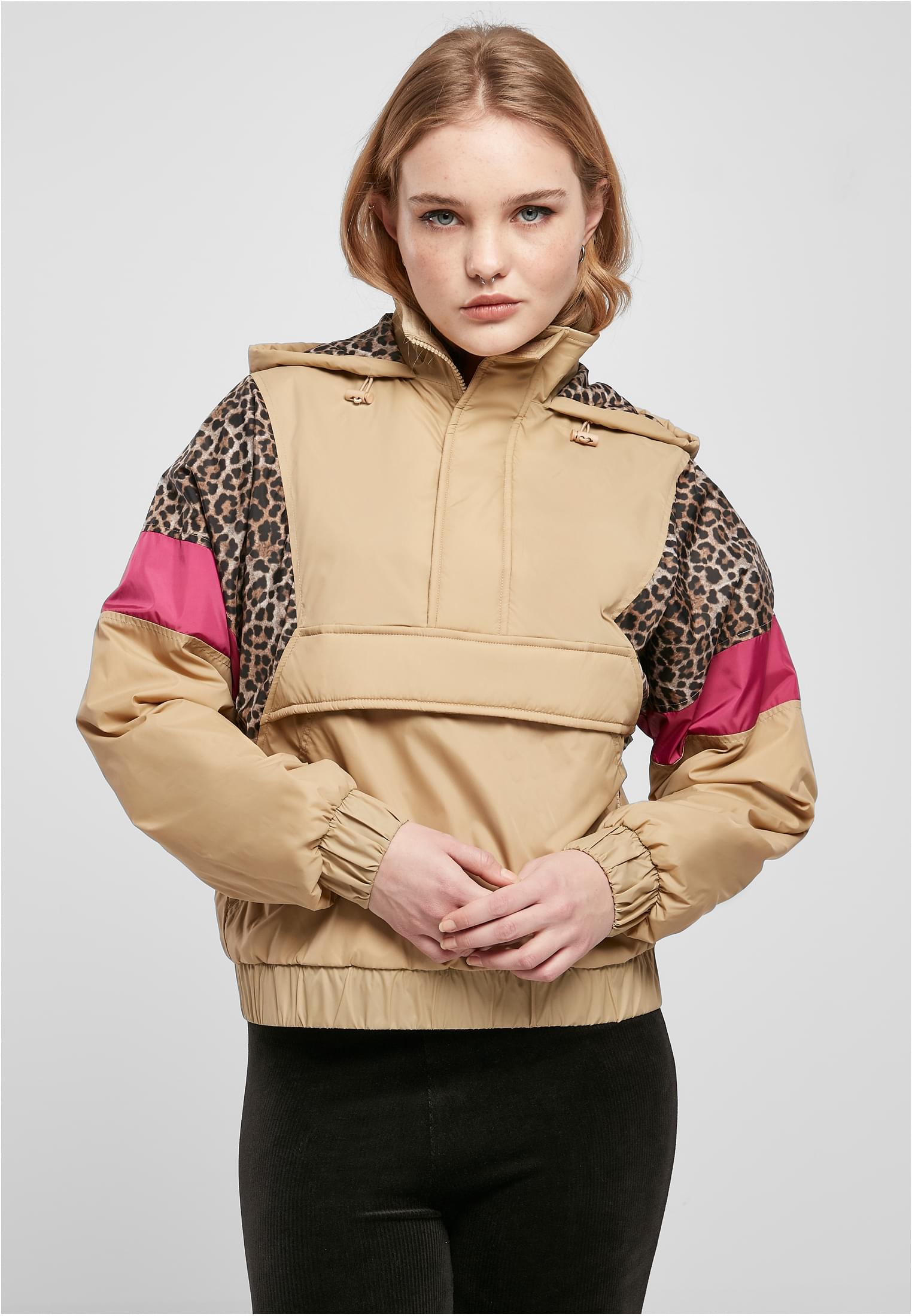 Ladies AOP Mixed Pull Over Jacket | unionbeige/darkleo/w.