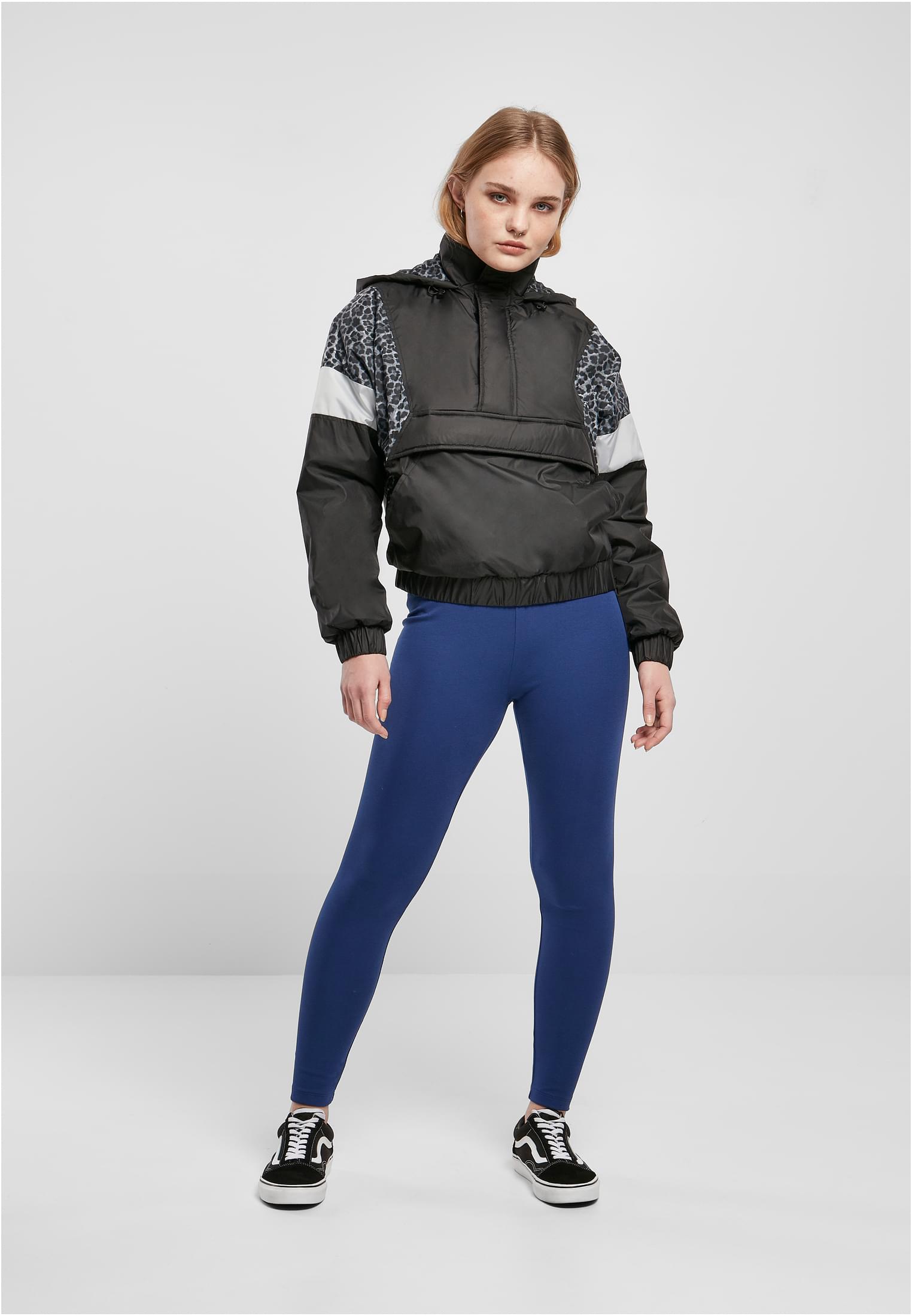 Ladies AOP Mixed Pull Over Jacket | black/snowleo/lightasphalt