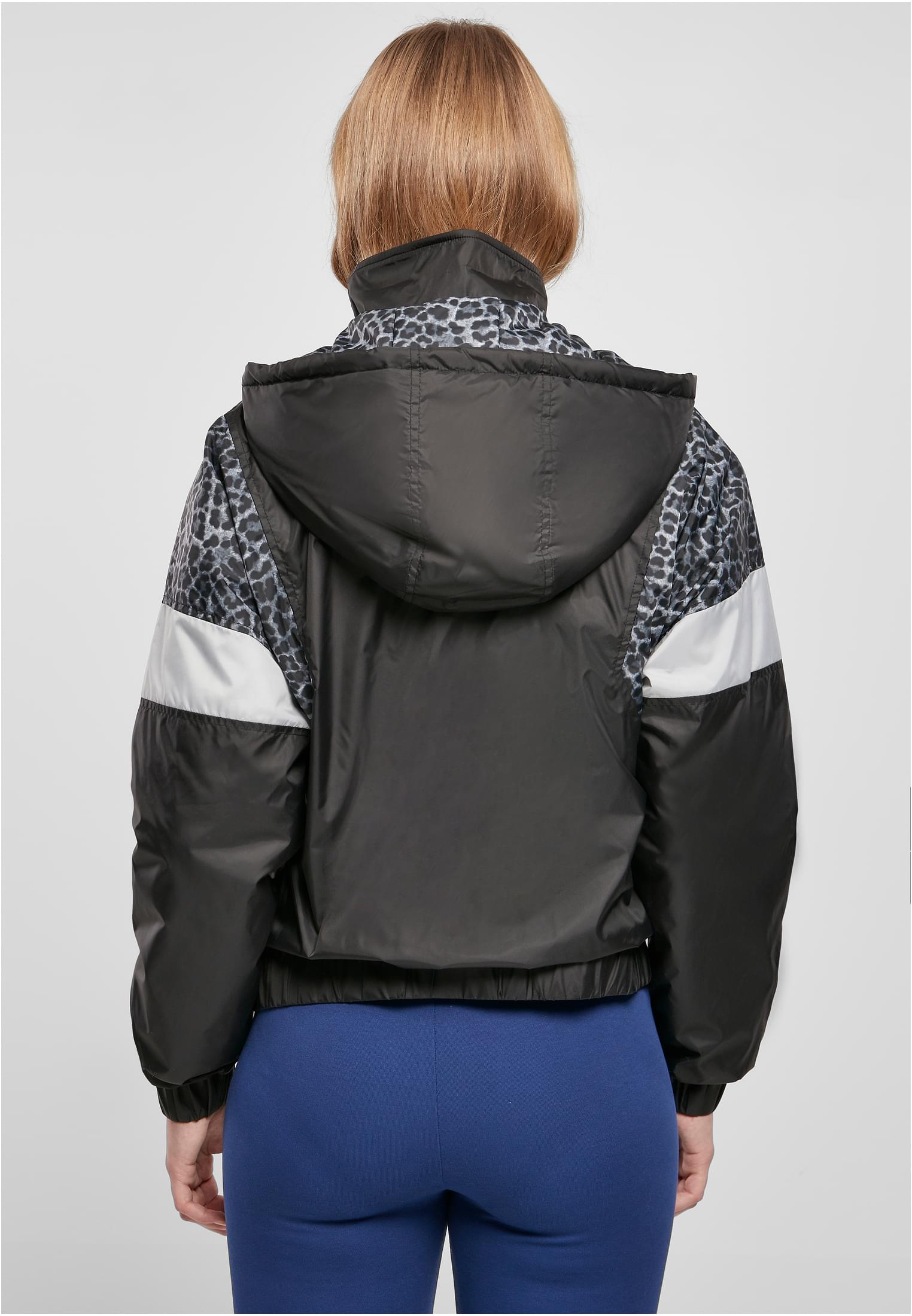 Ladies AOP Mixed Pull Over Jacket | black/snowleo/lightasphalt