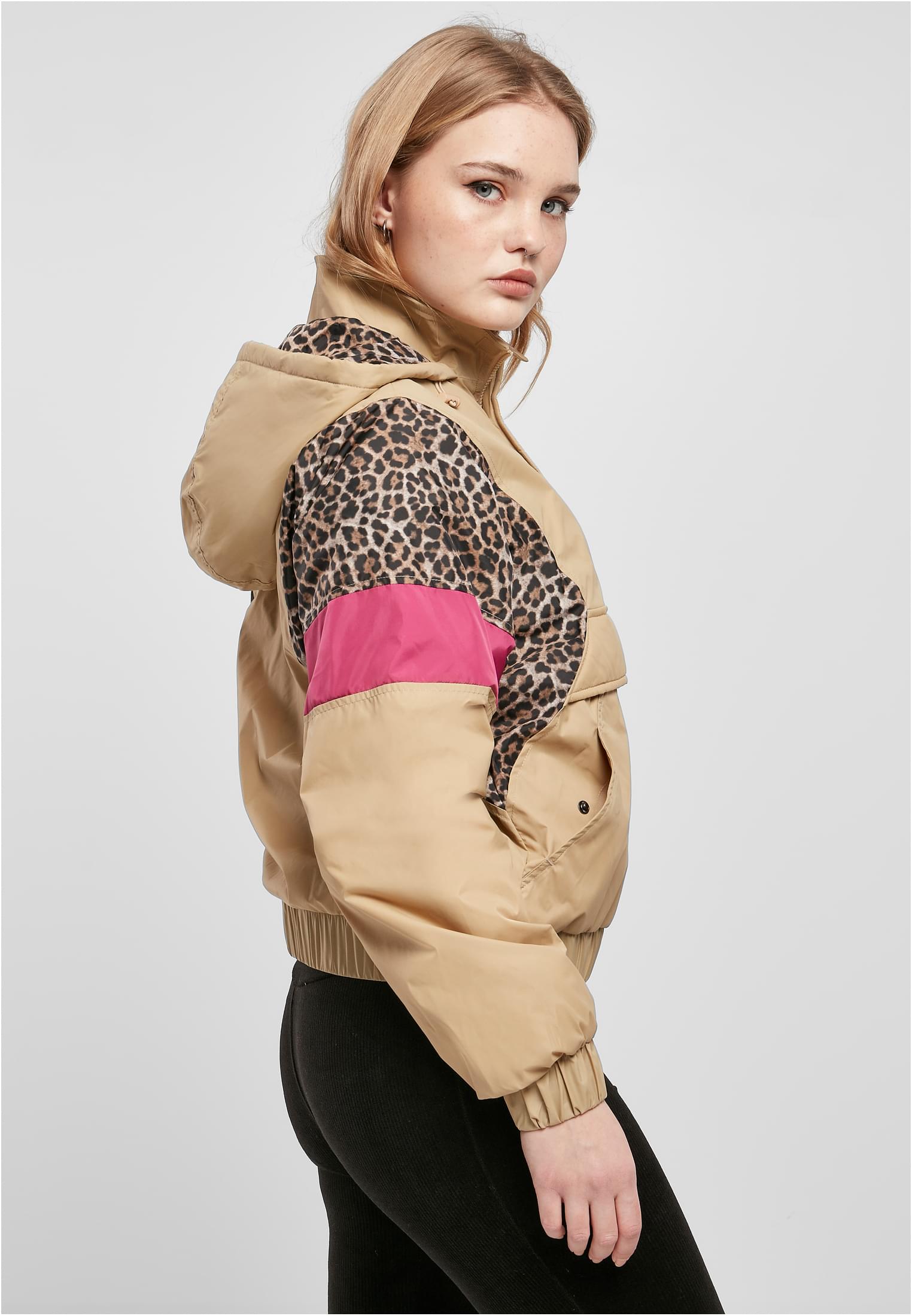 Ladies AOP Mixed Pull Over Jacket | unionbeige/darkleo/w.