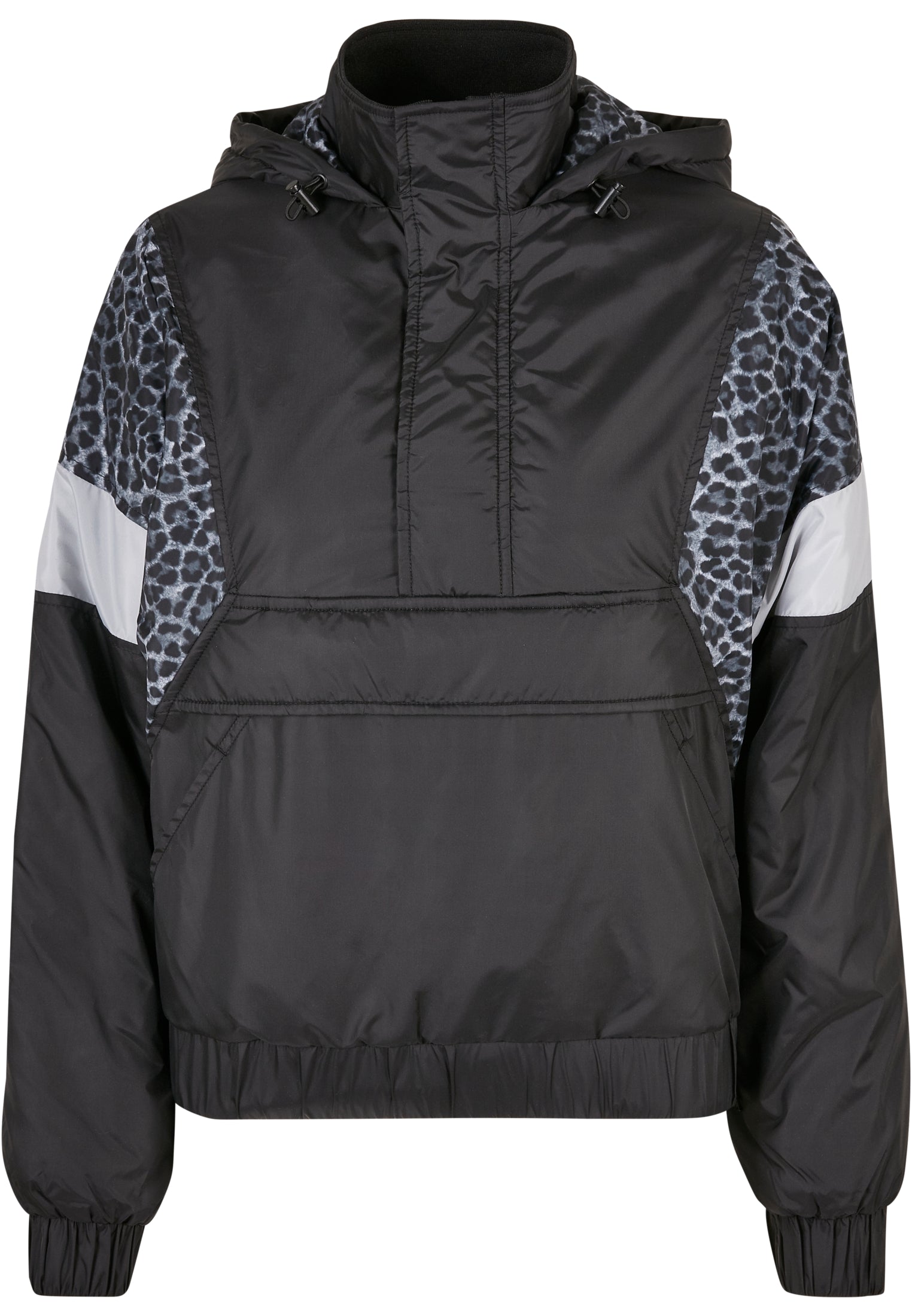 Ladies AOP Mixed Pull Over Jacket | black/snowleo/lightasphalt