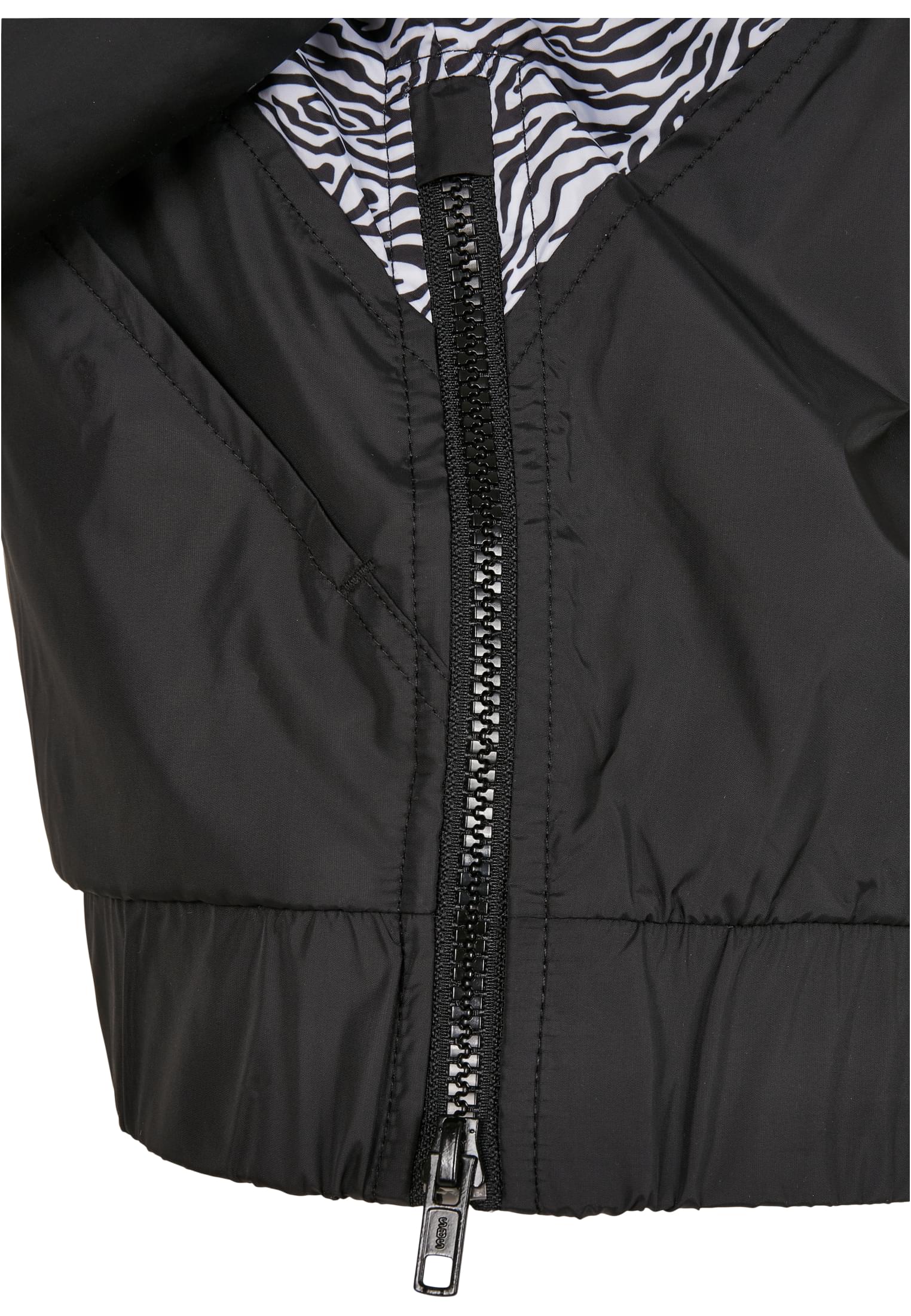 Ladies AOP Mixed Pull Over Jacket | black/zebra