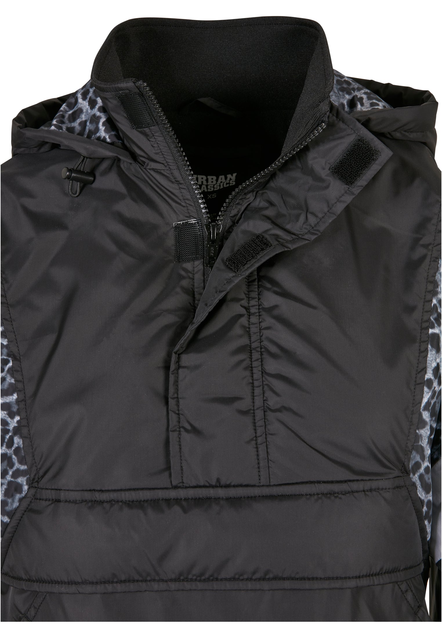 Ladies AOP Mixed Pull Over Jacket | black/snowleo/lightasphalt