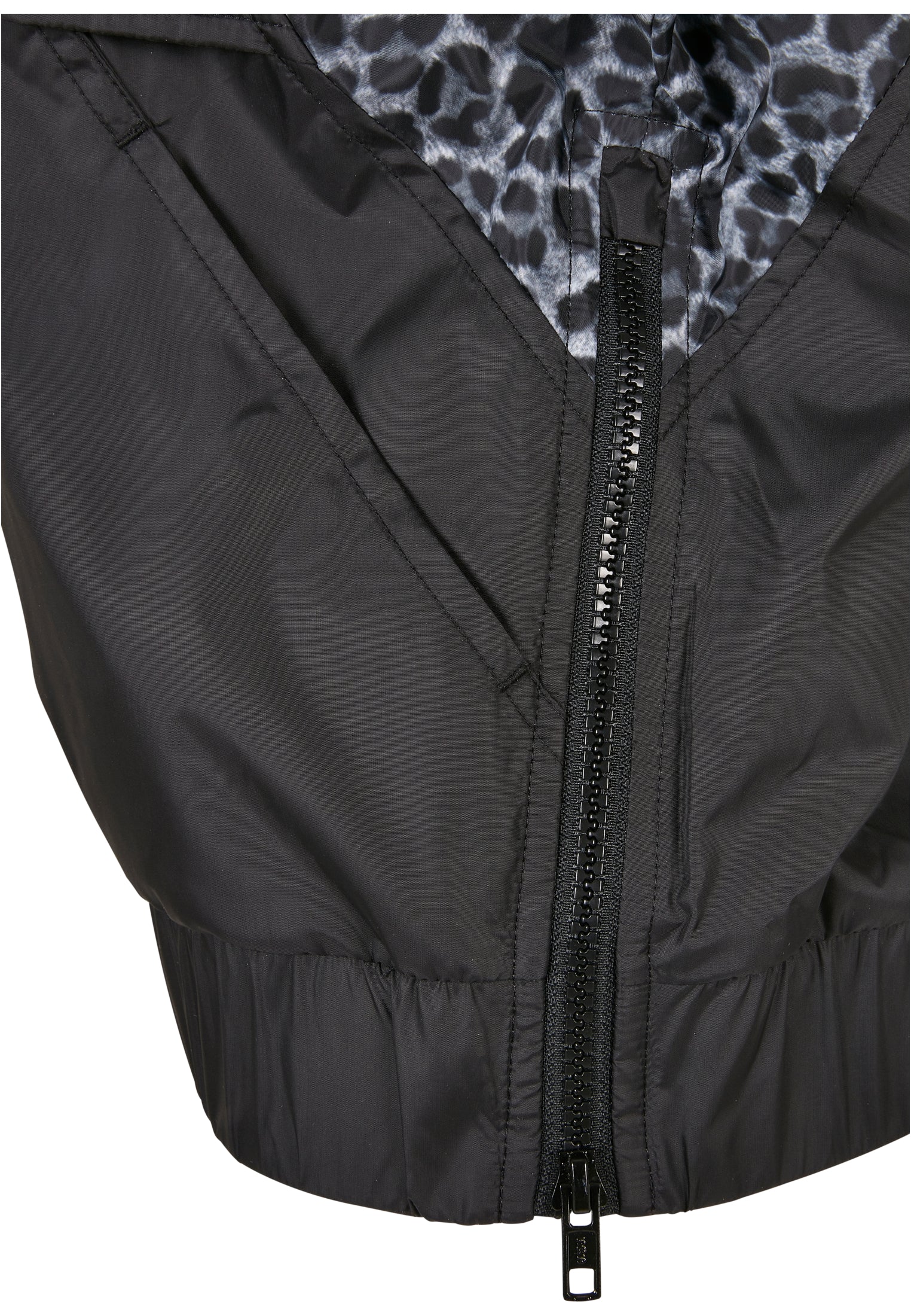 Ladies AOP Mixed Pull Over Jacket | black/snowleo/lightasphalt